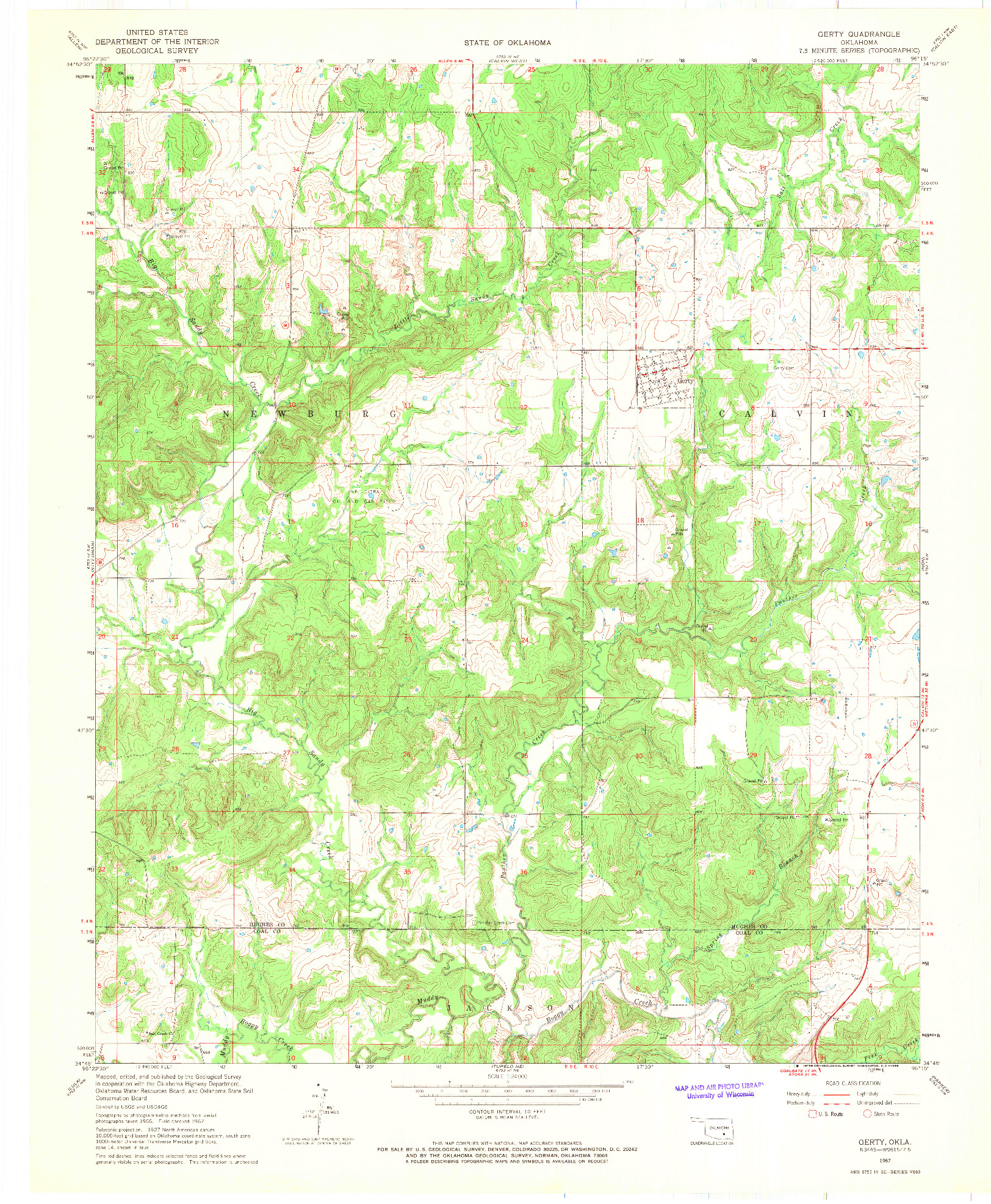 USGS 1:24000-SCALE QUADRANGLE FOR GERTY, OK 1967