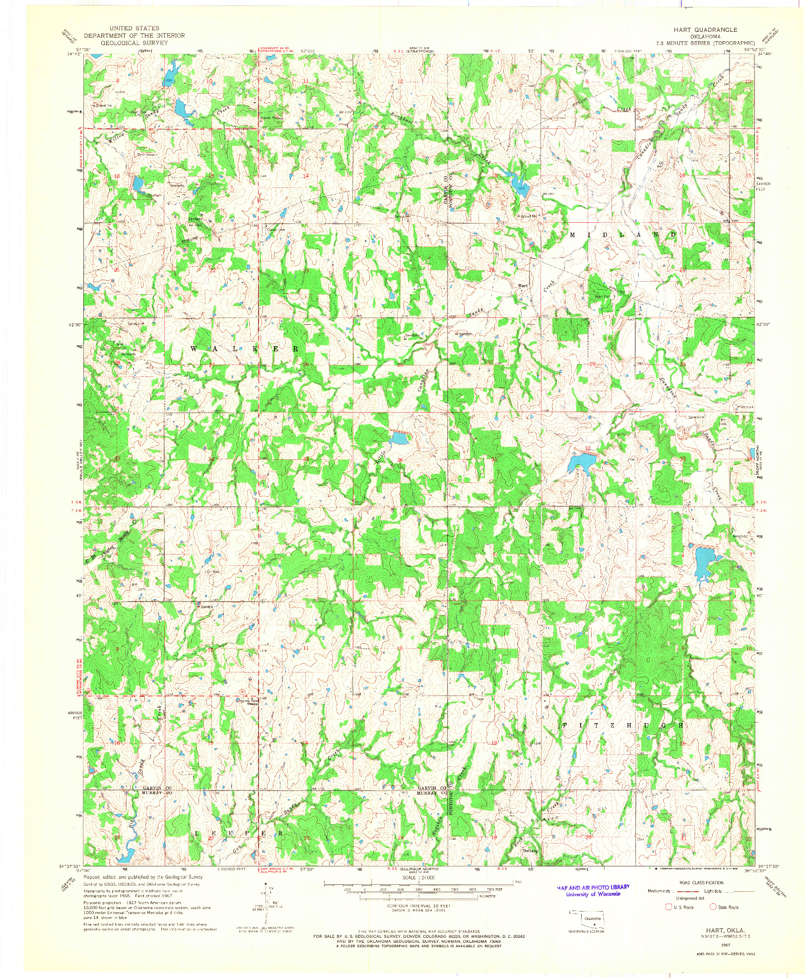 USGS 1:24000-SCALE QUADRANGLE FOR HART, OK 1967