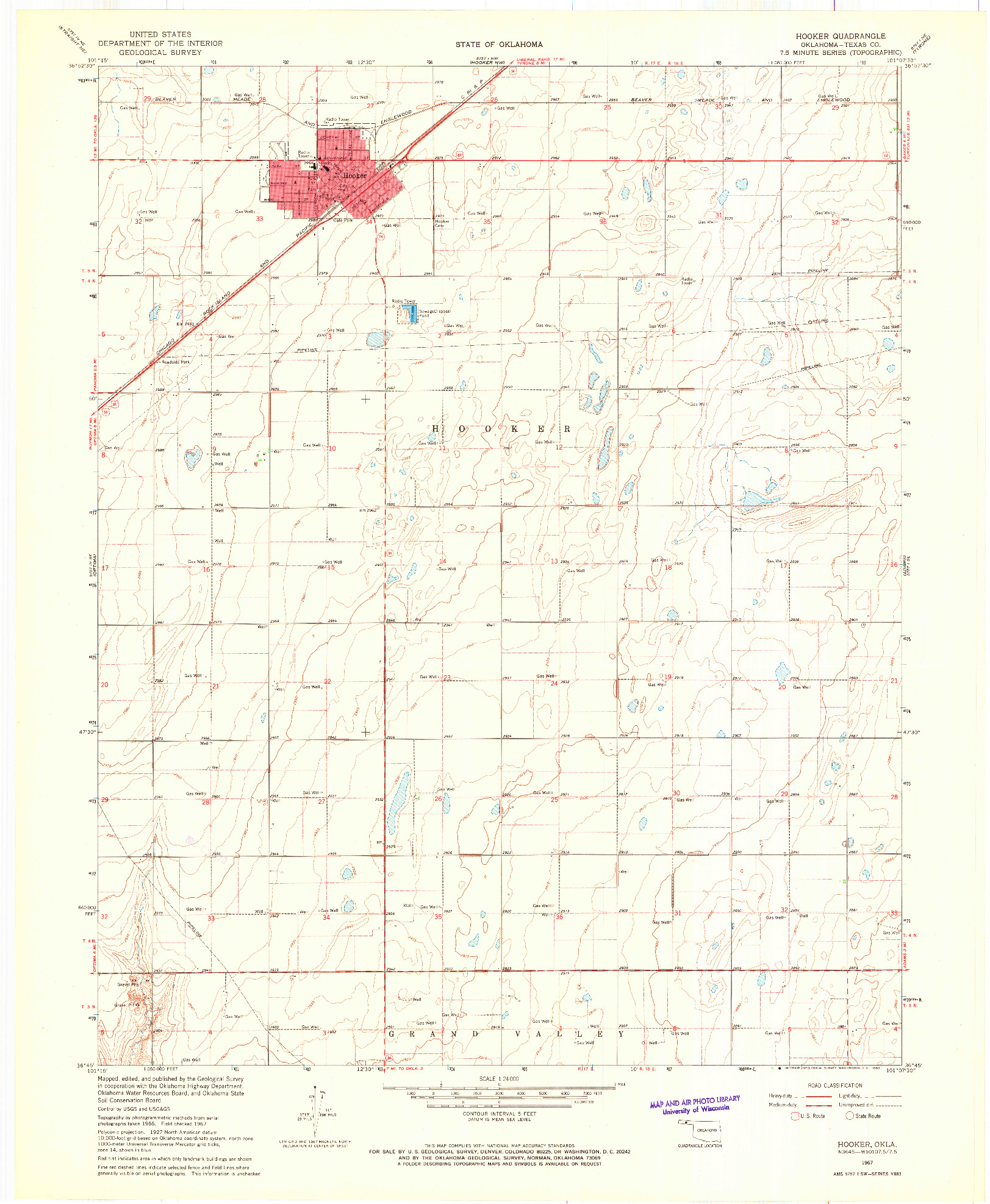 USGS 1:24000-SCALE QUADRANGLE FOR HOOKER, OK 1967