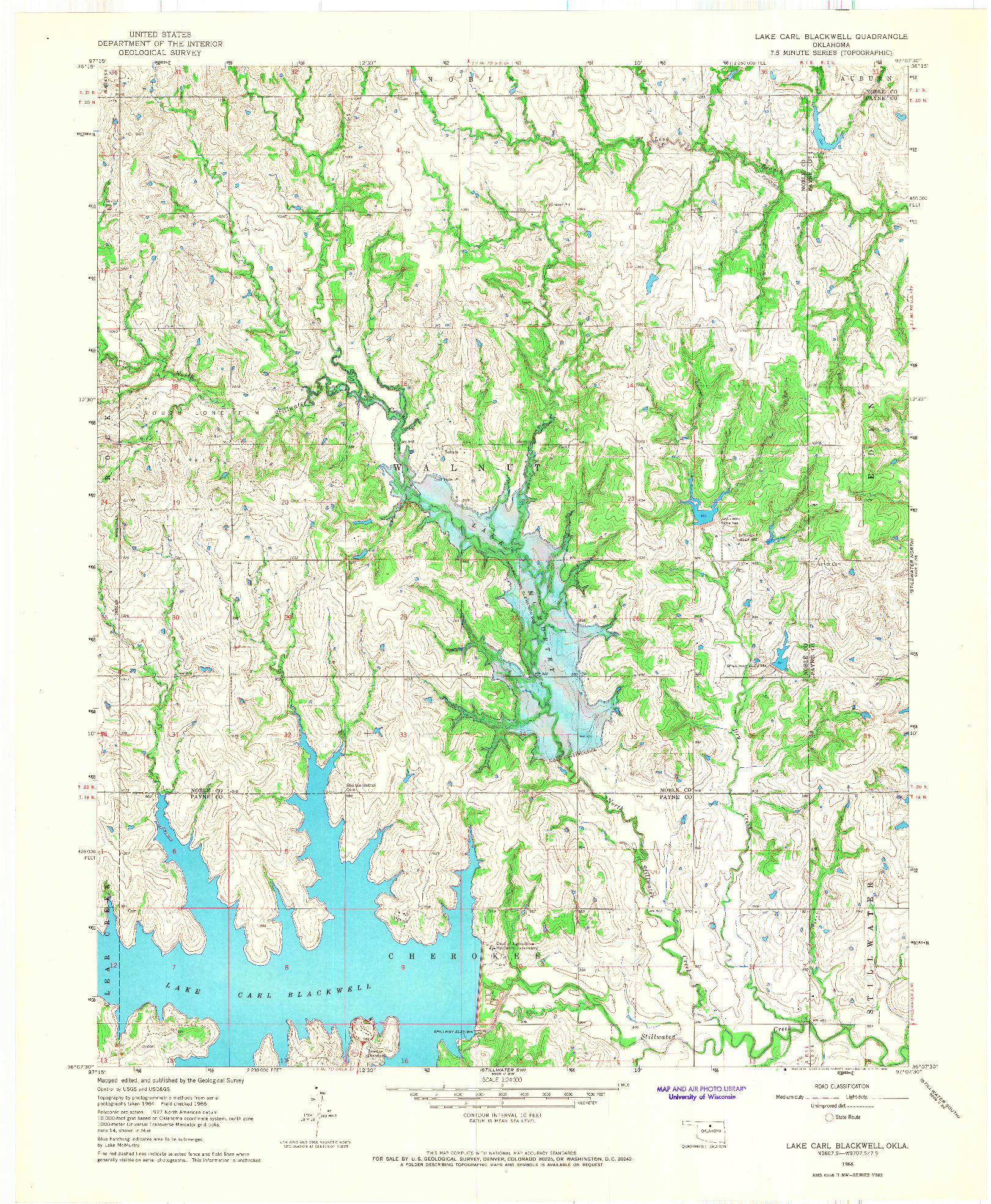 USGS 1:24000-SCALE QUADRANGLE FOR LAKE CARL BLACKWELL, OK 1966