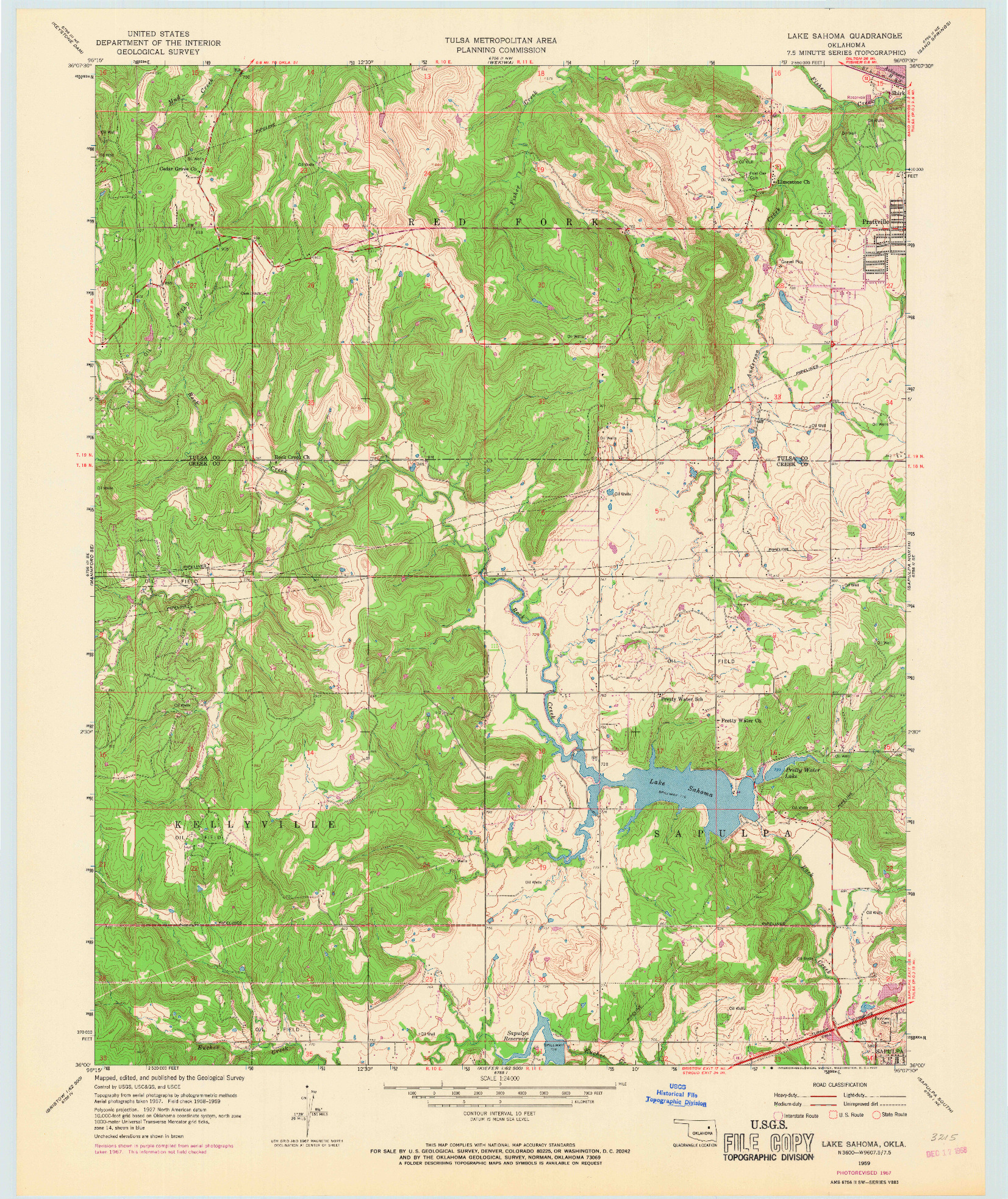 USGS 1:24000-SCALE QUADRANGLE FOR LAKE SAHOMA, OK 1959