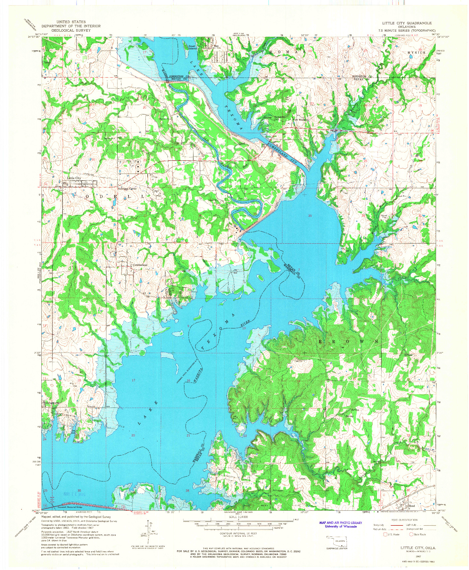 USGS 1:24000-SCALE QUADRANGLE FOR LITTLE CITY, OK 1967