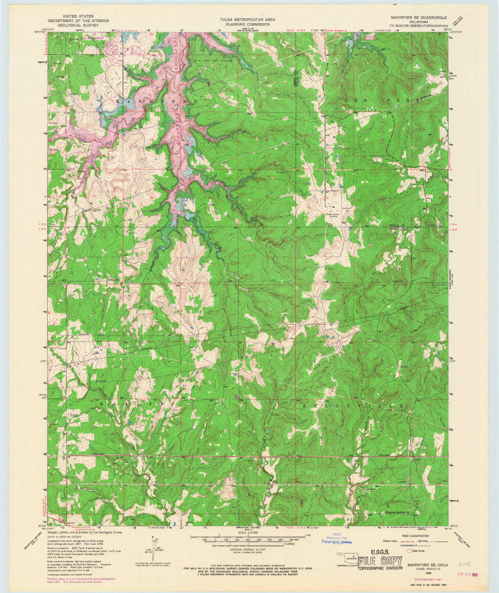 USGS 1:24000-SCALE QUADRANGLE FOR MANNFORD SE, OK 1958