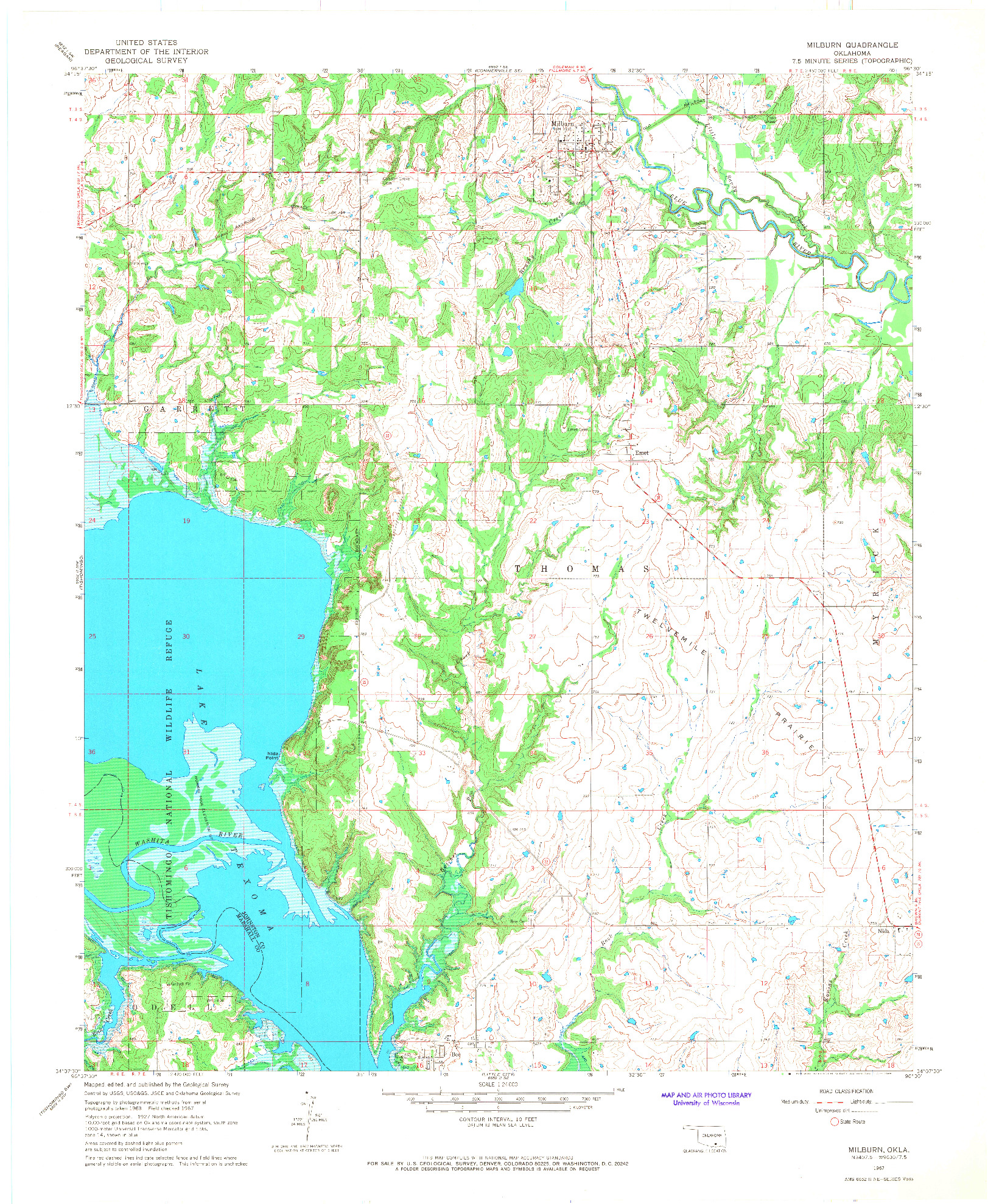 USGS 1:24000-SCALE QUADRANGLE FOR MILBURN, OK 1967