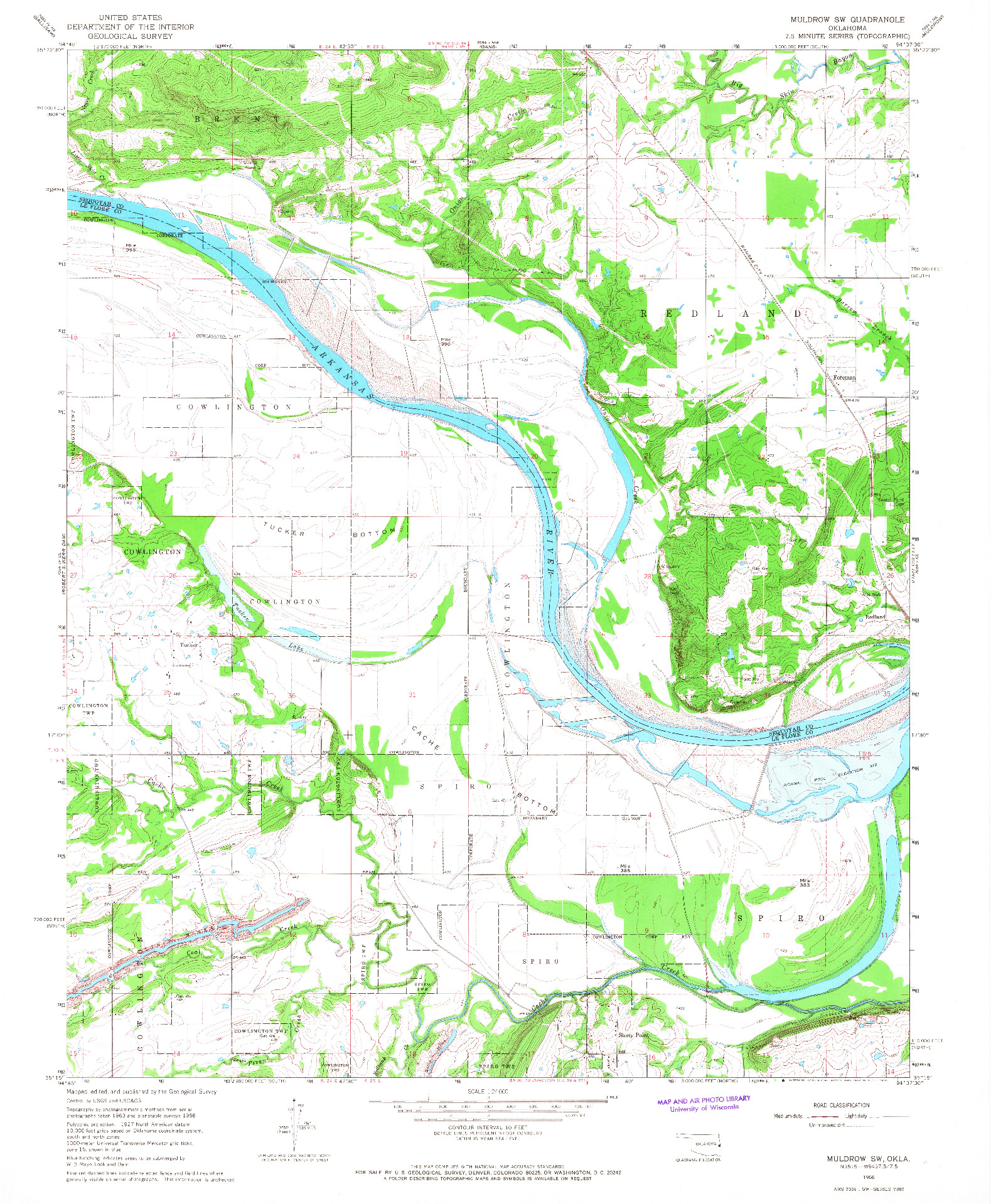 USGS 1:24000-SCALE QUADRANGLE FOR MULDROW SW, OK 1966