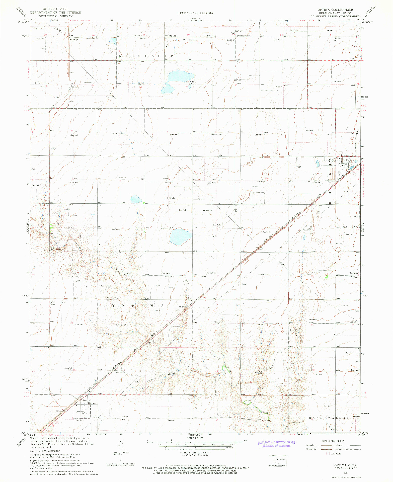 USGS 1:24000-SCALE QUADRANGLE FOR OPTIMA, OK 1967
