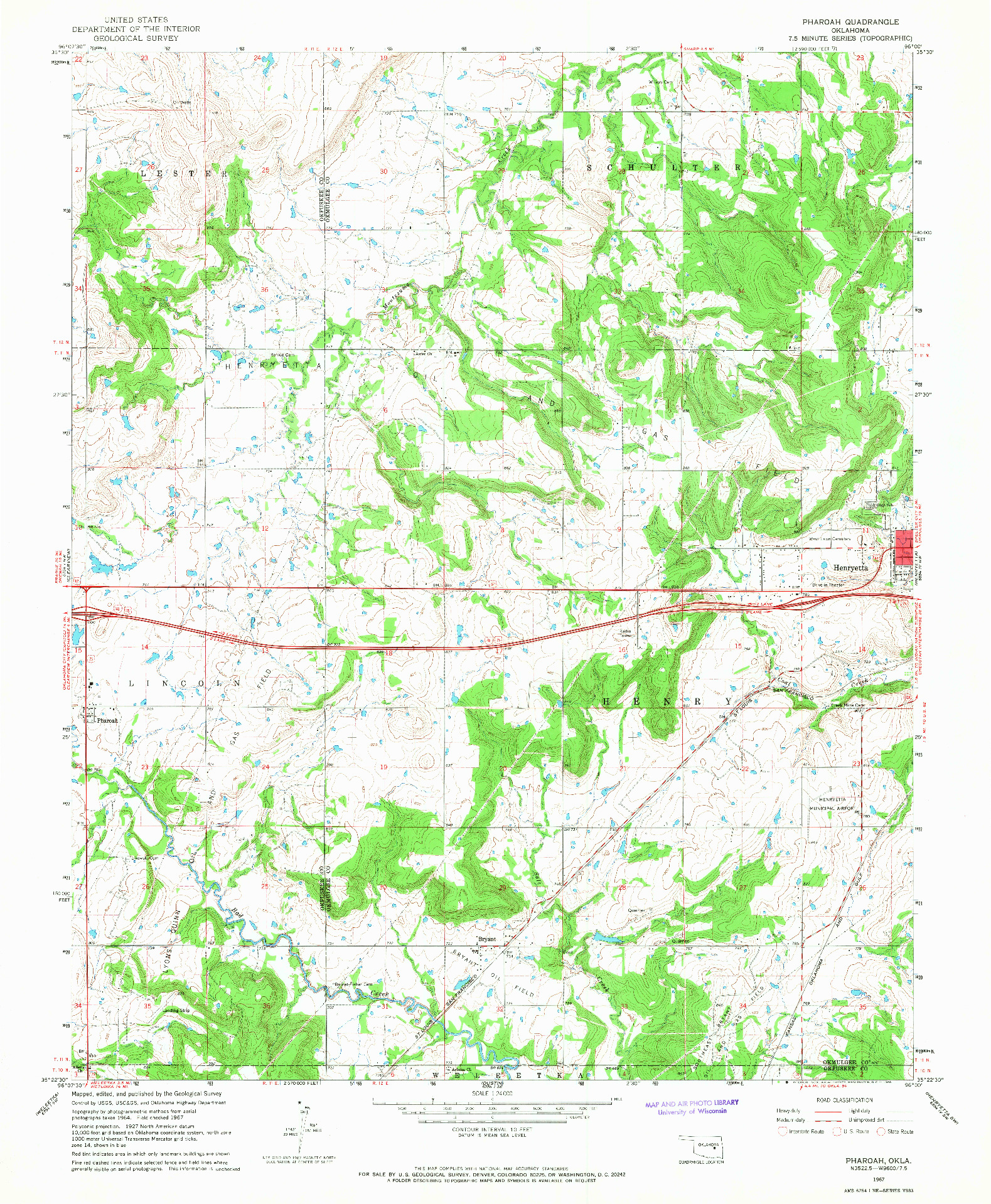 USGS 1:24000-SCALE QUADRANGLE FOR PHAROAH, OK 1967