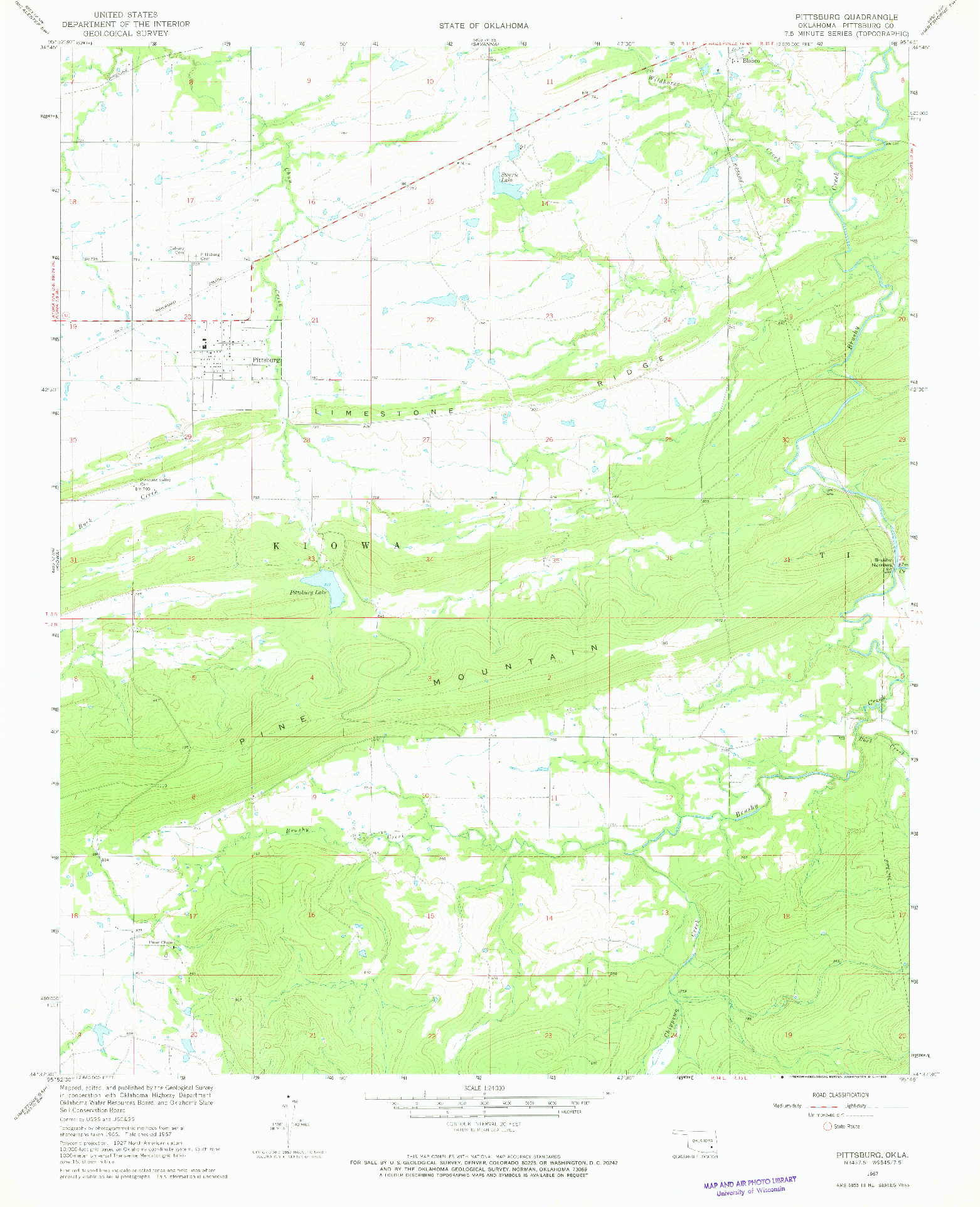USGS 1:24000-SCALE QUADRANGLE FOR PITTSBURG, OK 1967