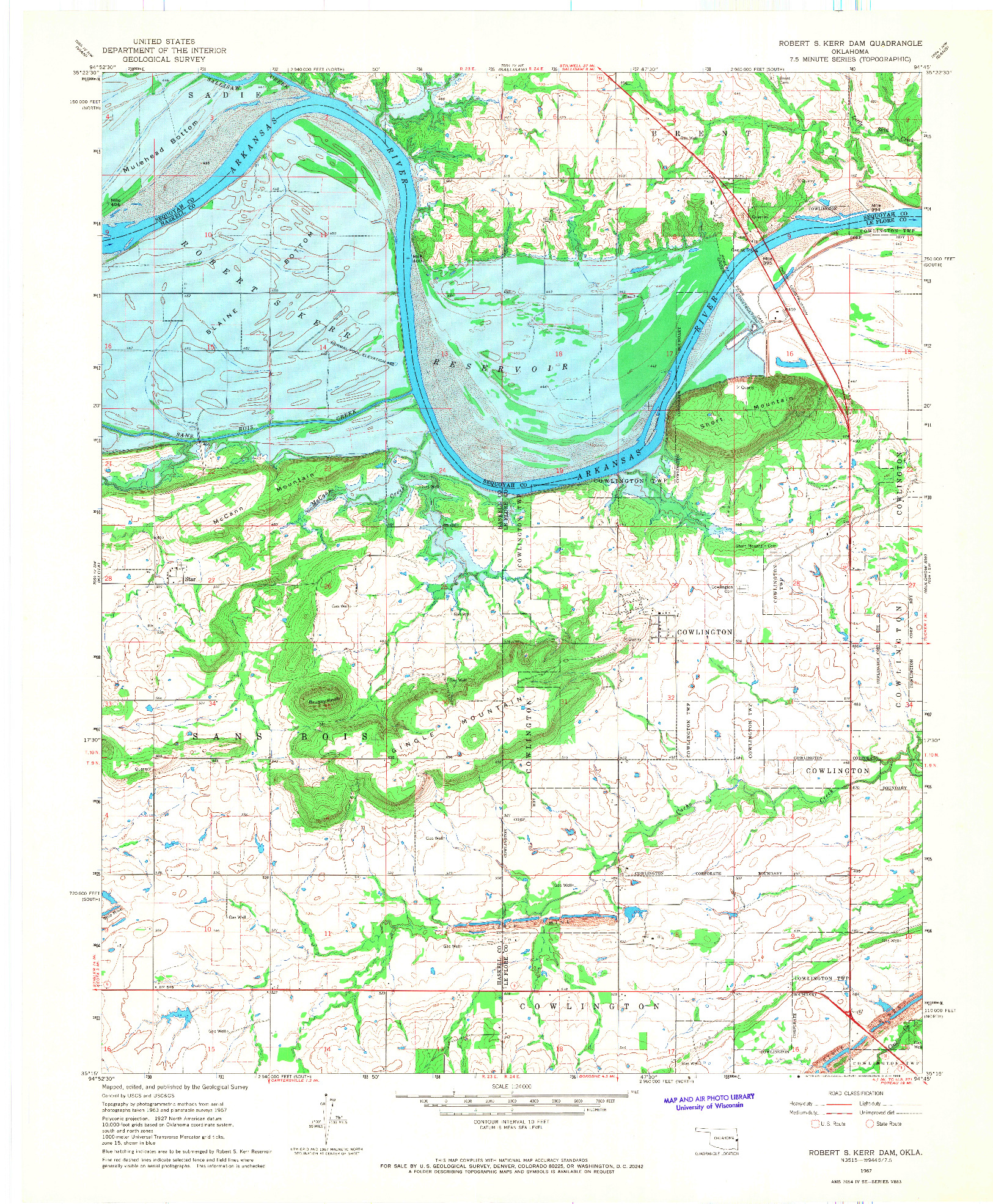 USGS 1:24000-SCALE QUADRANGLE FOR ROBERT S KERR DAM, OK 1967