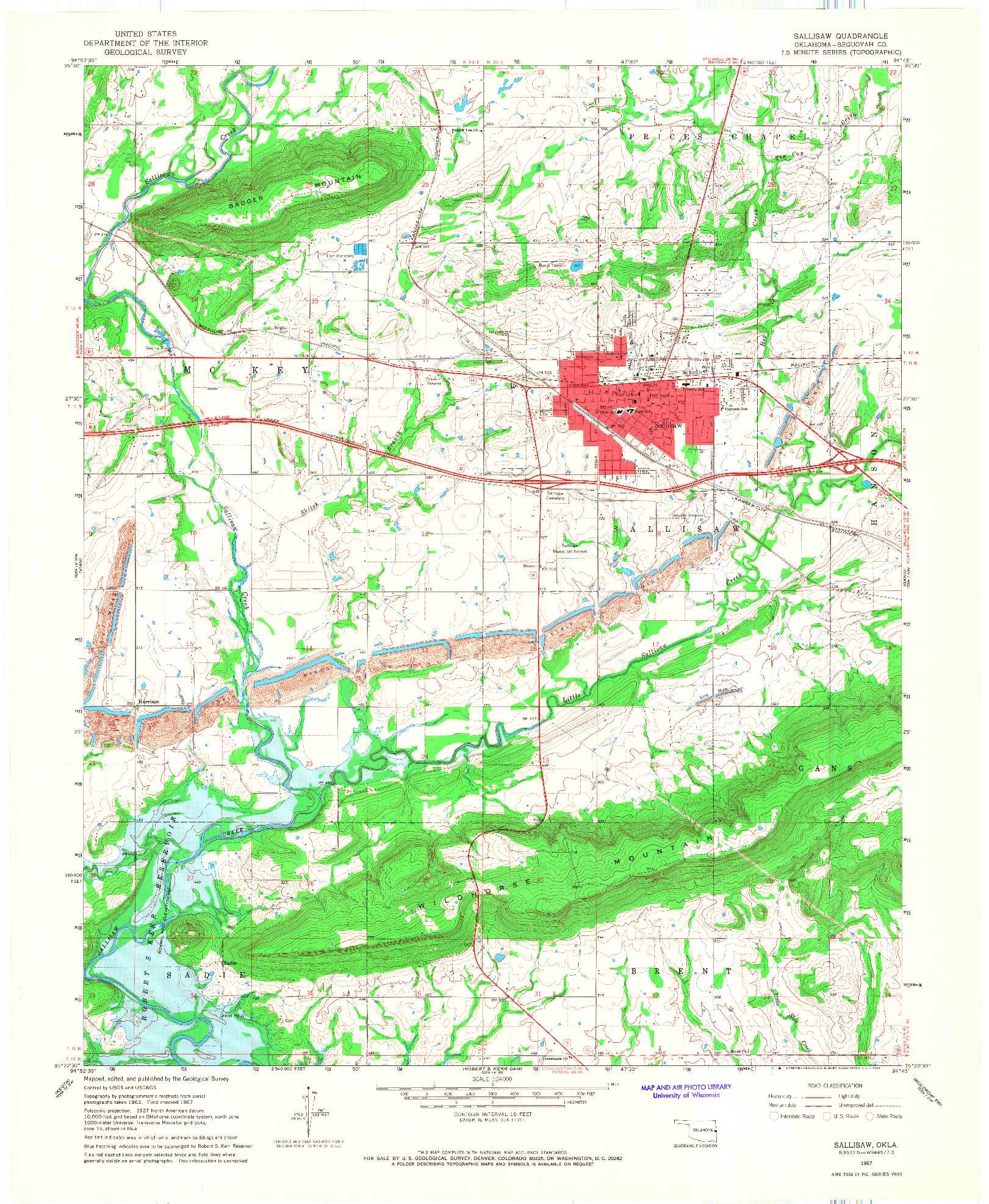 USGS 1:24000-SCALE QUADRANGLE FOR SALLISAW, OK 1967