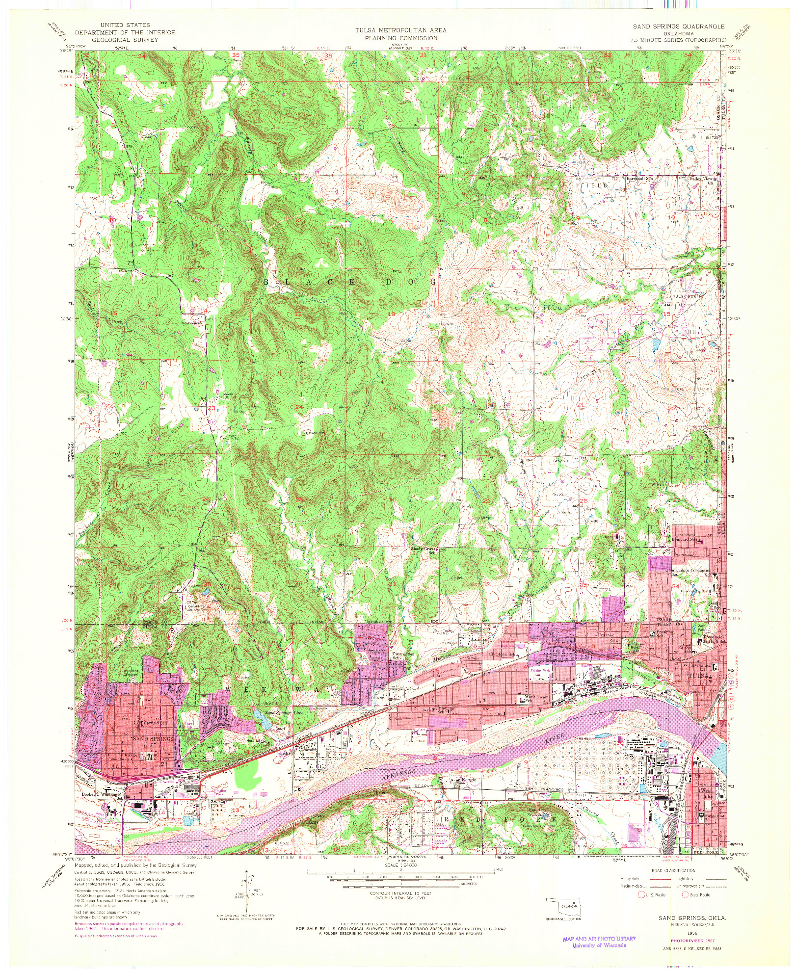 USGS 1:24000-SCALE QUADRANGLE FOR SAND SPRINGS, OK 1956