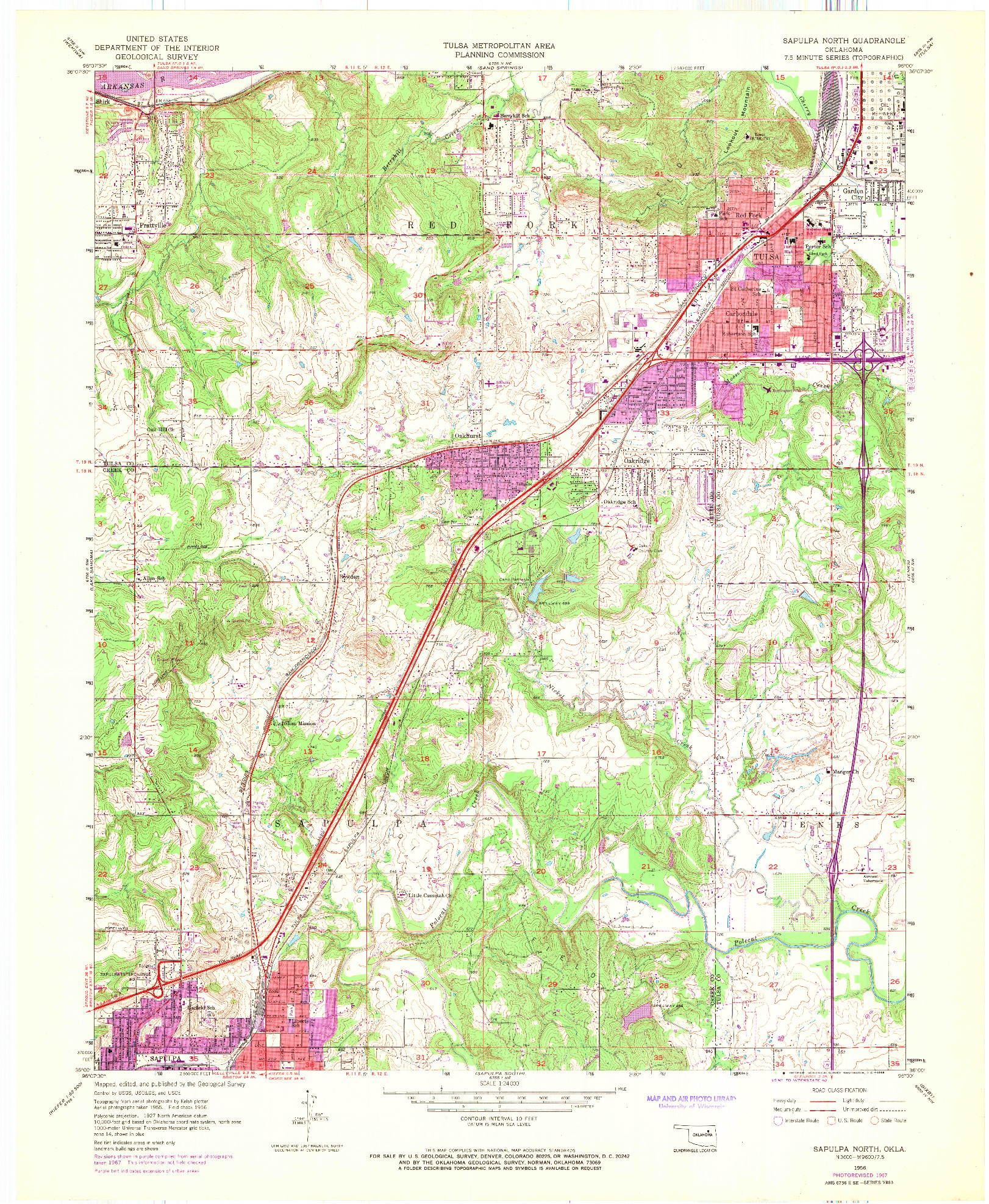 USGS 1:24000-SCALE QUADRANGLE FOR SAPULPA NORTH, OK 1956