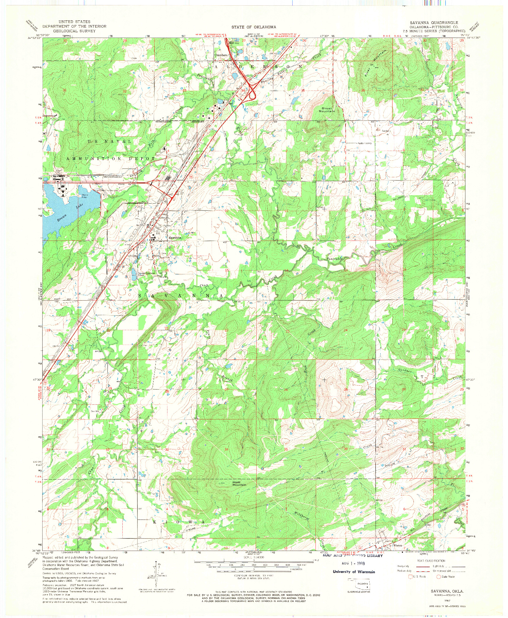 USGS 1:24000-SCALE QUADRANGLE FOR SAVANNA, OK 1967