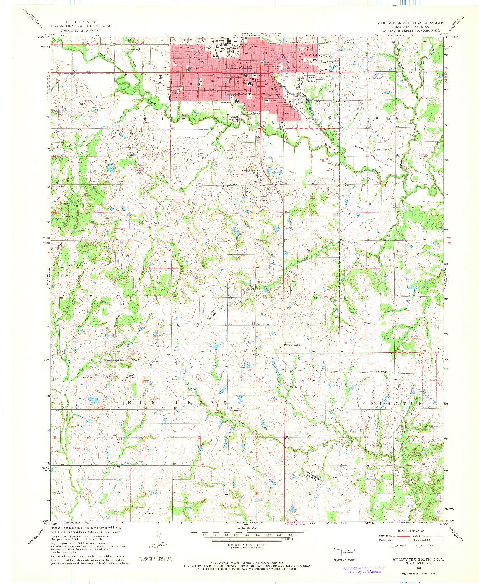 USGS 1:24000-SCALE QUADRANGLE FOR STILLWATER SOUTH, OK 1967