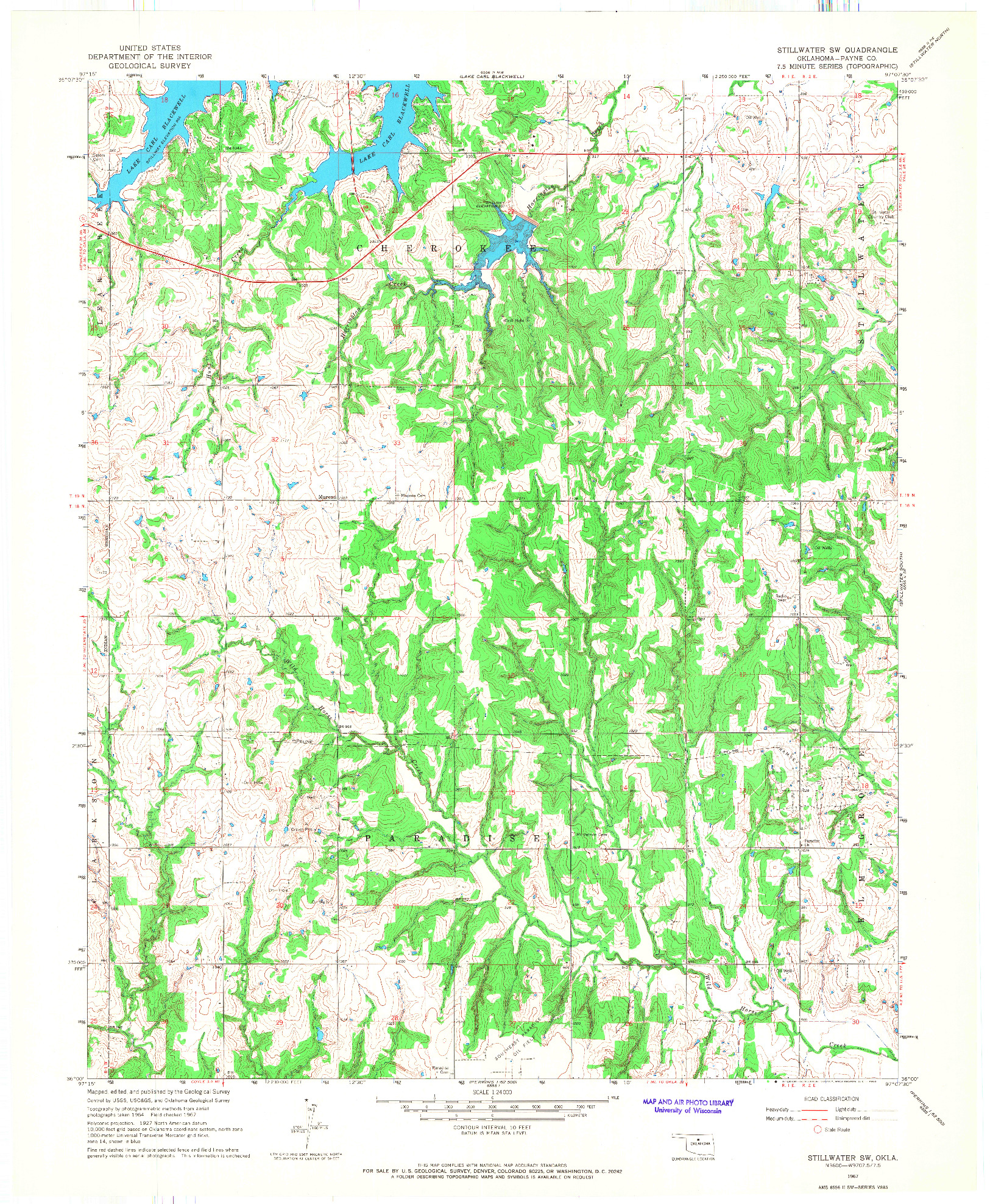 USGS 1:24000-SCALE QUADRANGLE FOR STILLWATER SW, OK 1967