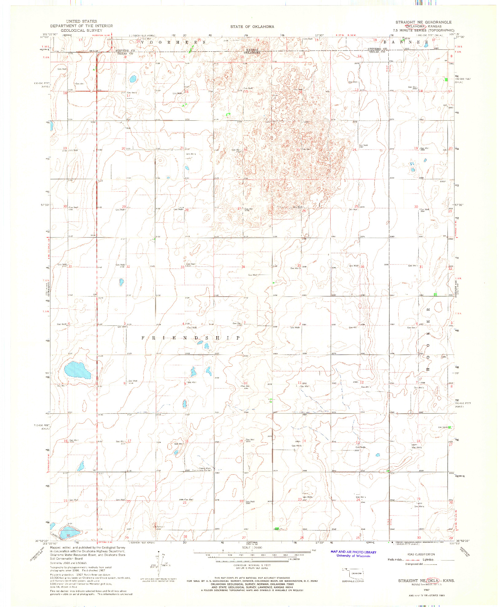 USGS 1:24000-SCALE QUADRANGLE FOR STRAIGHT NE, OK 1967