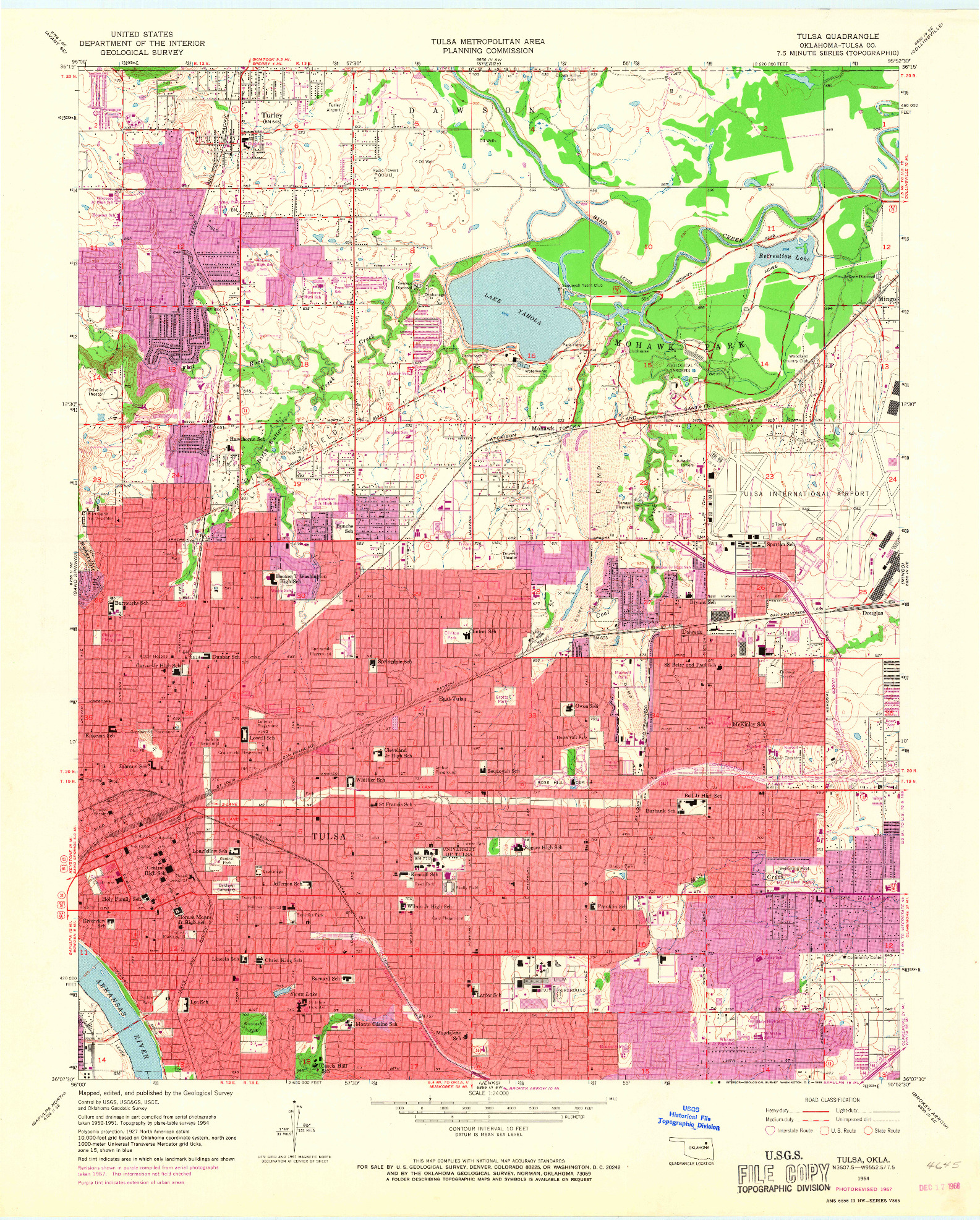 USGS 1:24000-SCALE QUADRANGLE FOR TULSA, OK 1954