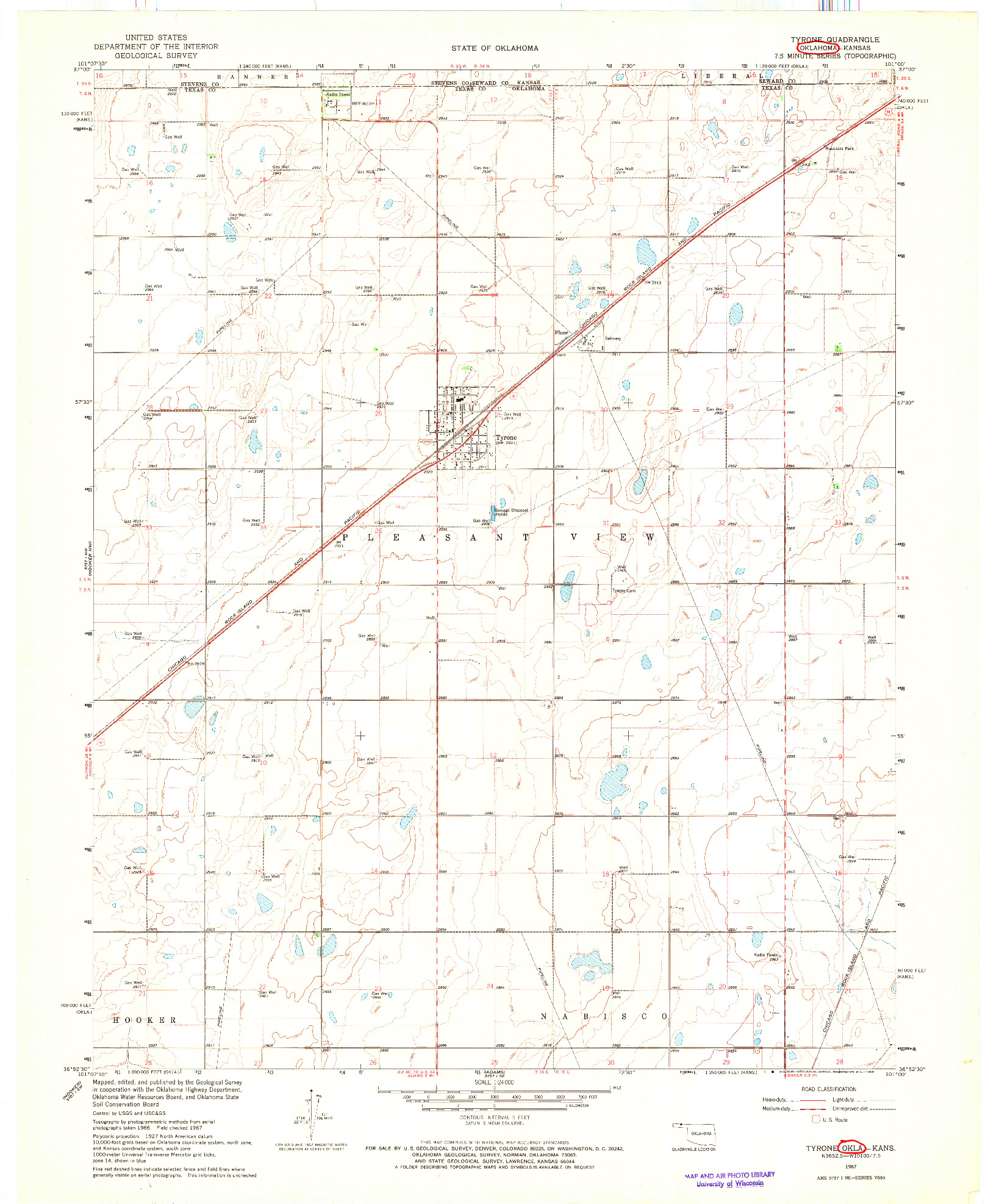 USGS 1:24000-SCALE QUADRANGLE FOR TYRONE, OK 1967