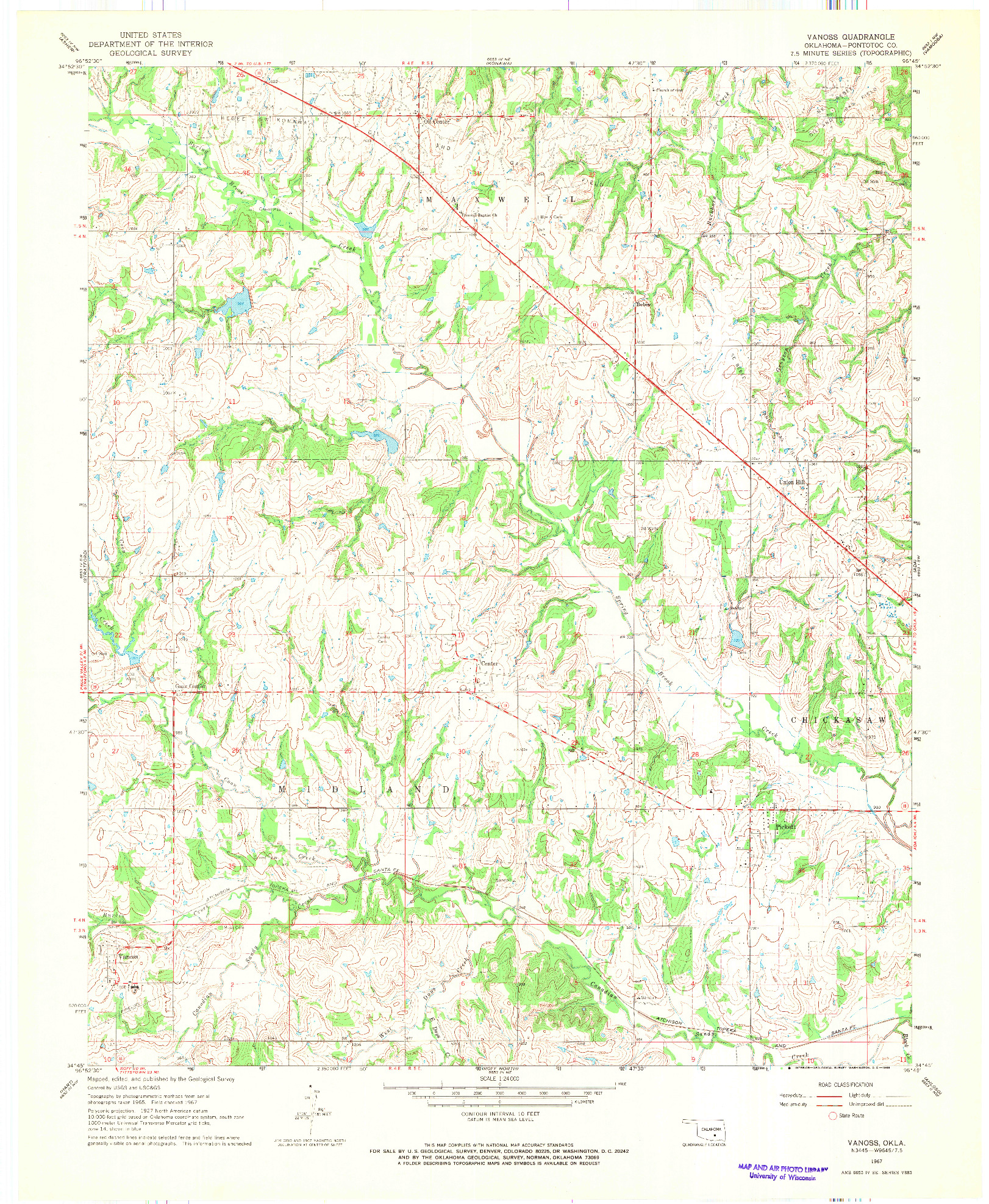 USGS 1:24000-SCALE QUADRANGLE FOR VANOSS, OK 1967