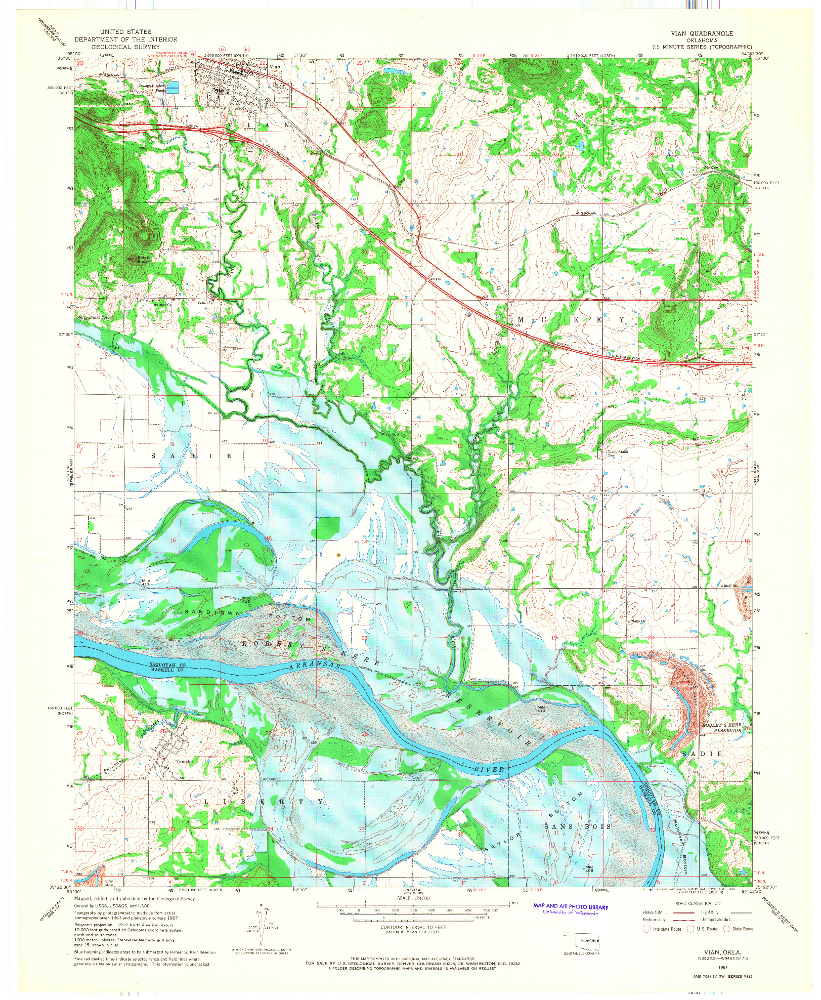 USGS 1:24000-SCALE QUADRANGLE FOR VIAN, OK 1967