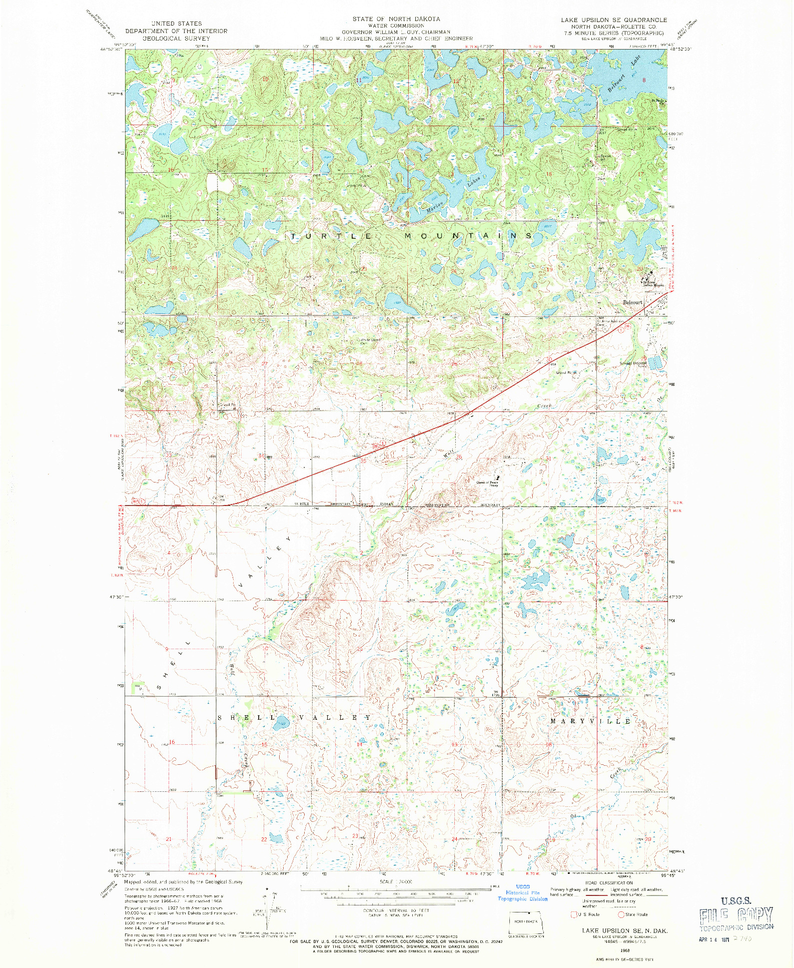 USGS 1:24000-SCALE QUADRANGLE FOR LAKE UPSILON SE, ND 1968