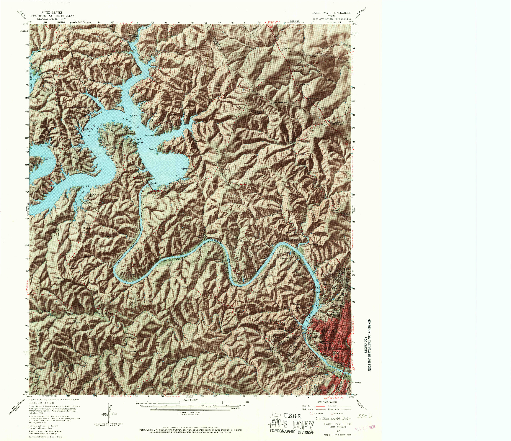 USGS 1:62500-SCALE QUADRANGLE FOR LAKE TRAVIS, TX 1959