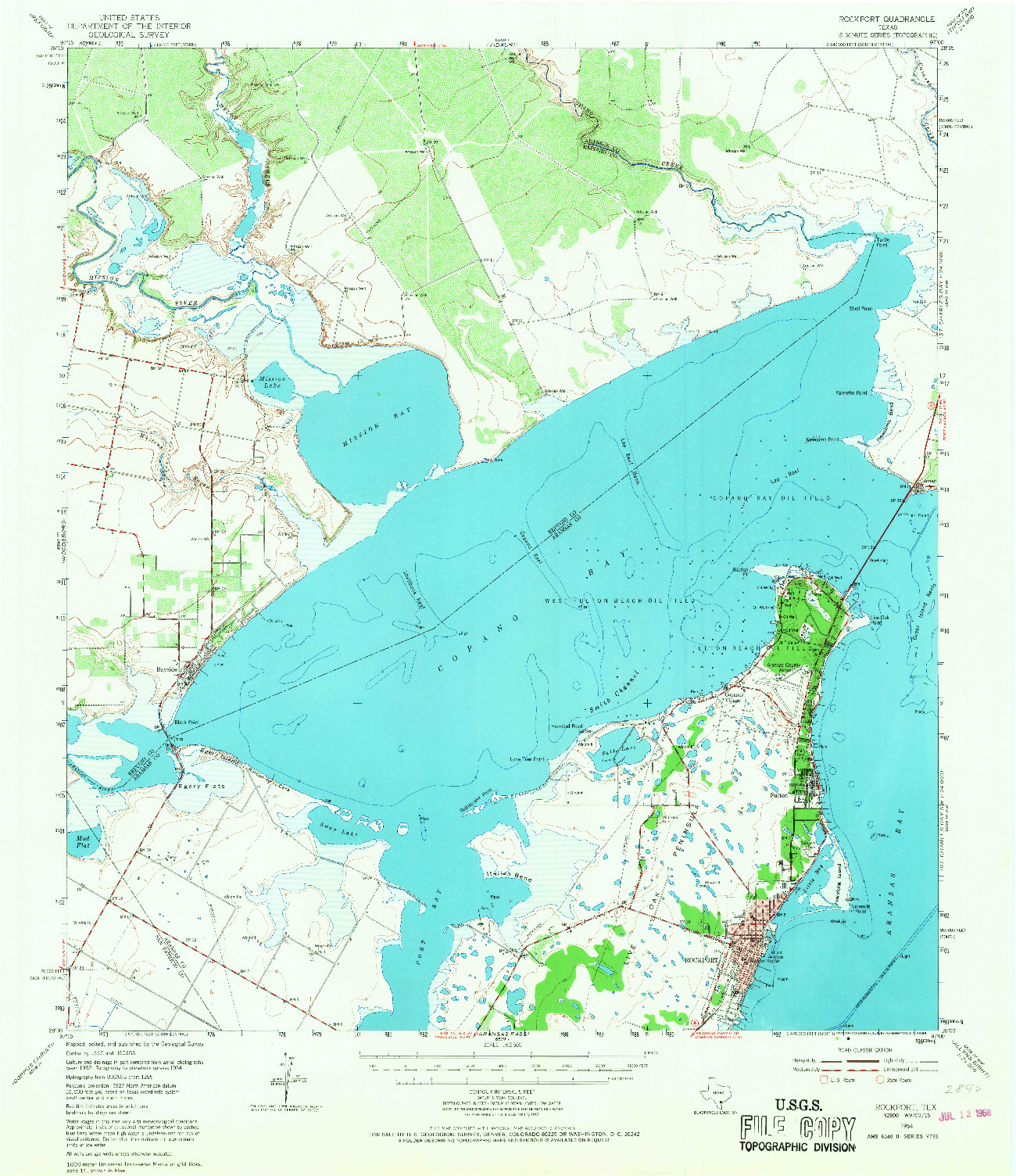 USGS 1:62500-SCALE QUADRANGLE FOR ROCKPORT, TX 1954