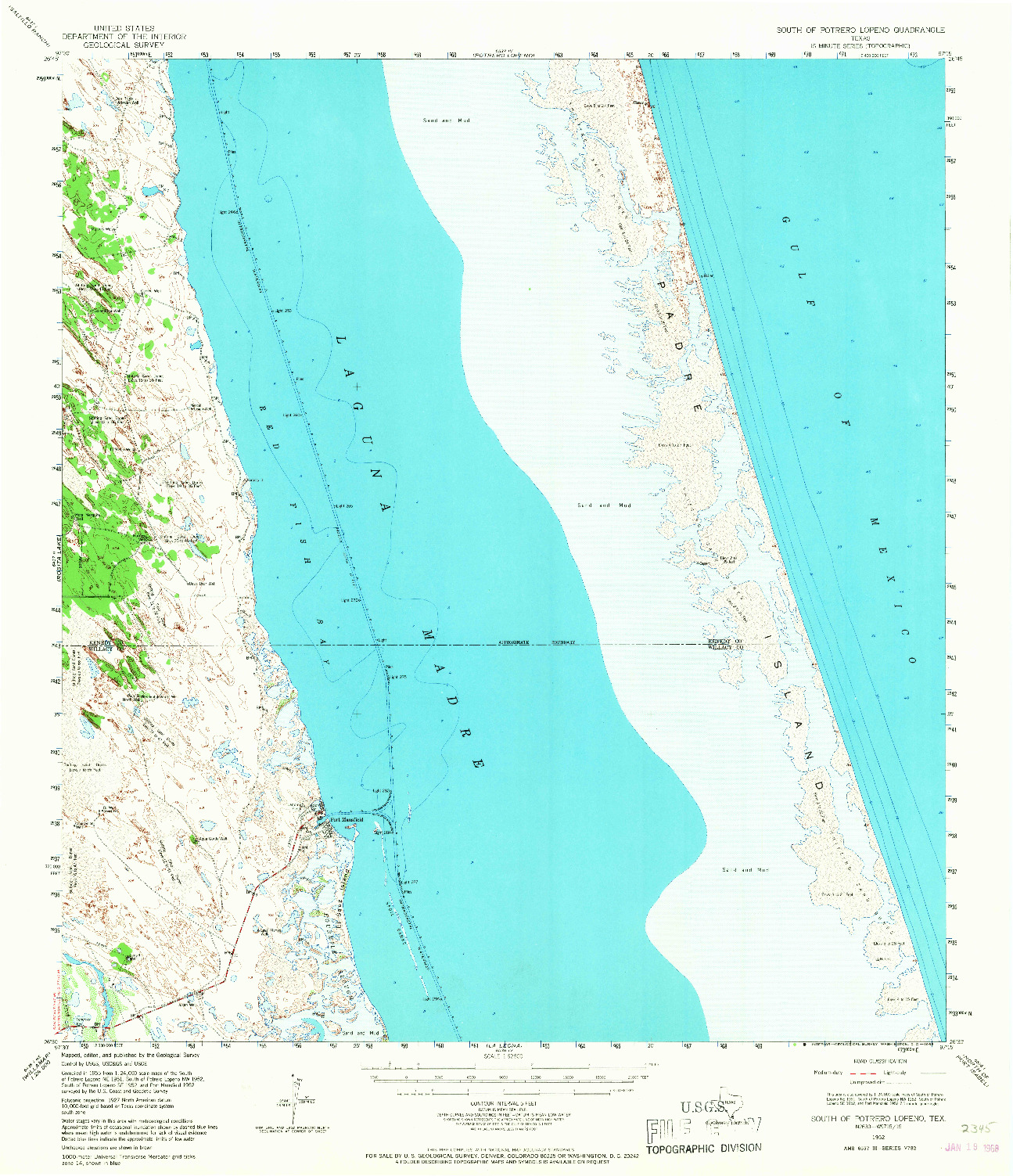 USGS 1:62500-SCALE QUADRANGLE FOR SOUTH OF POTRERO LOPENO, TX 1952