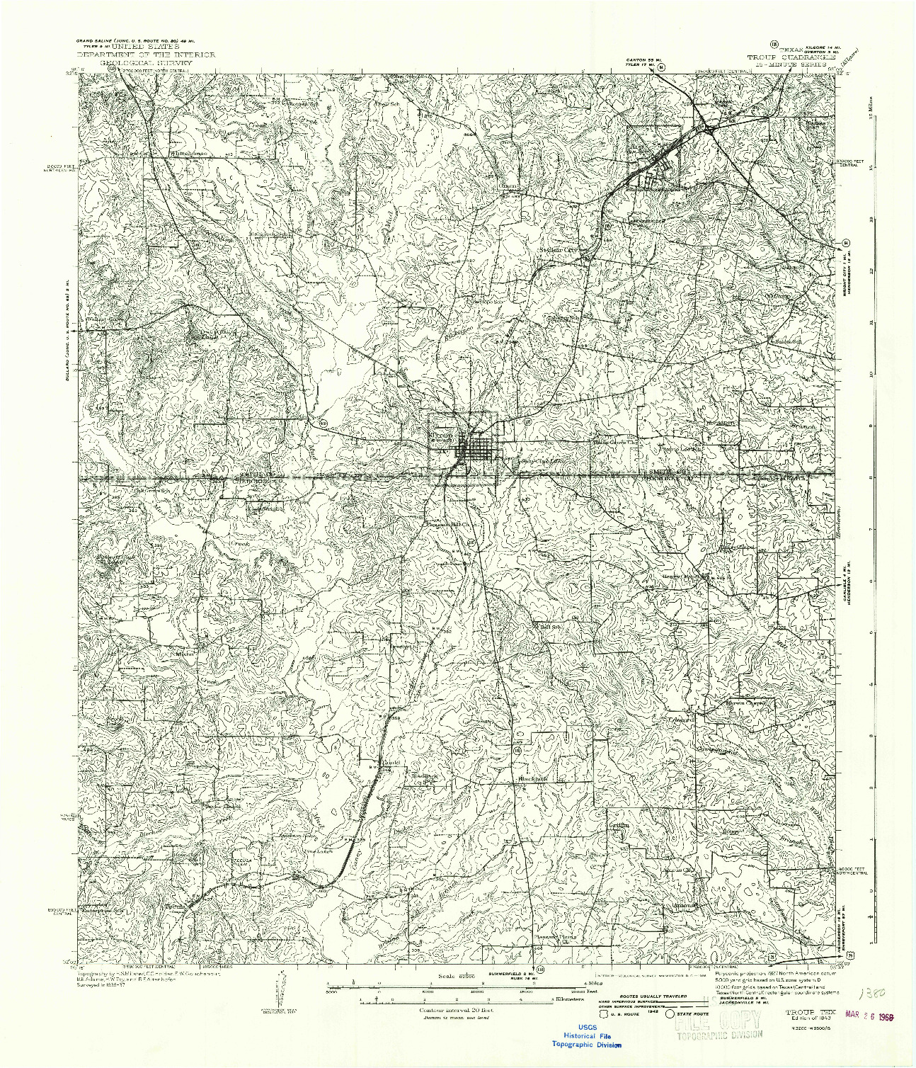 USGS 1:62500-SCALE QUADRANGLE FOR TROUP, TX 1943