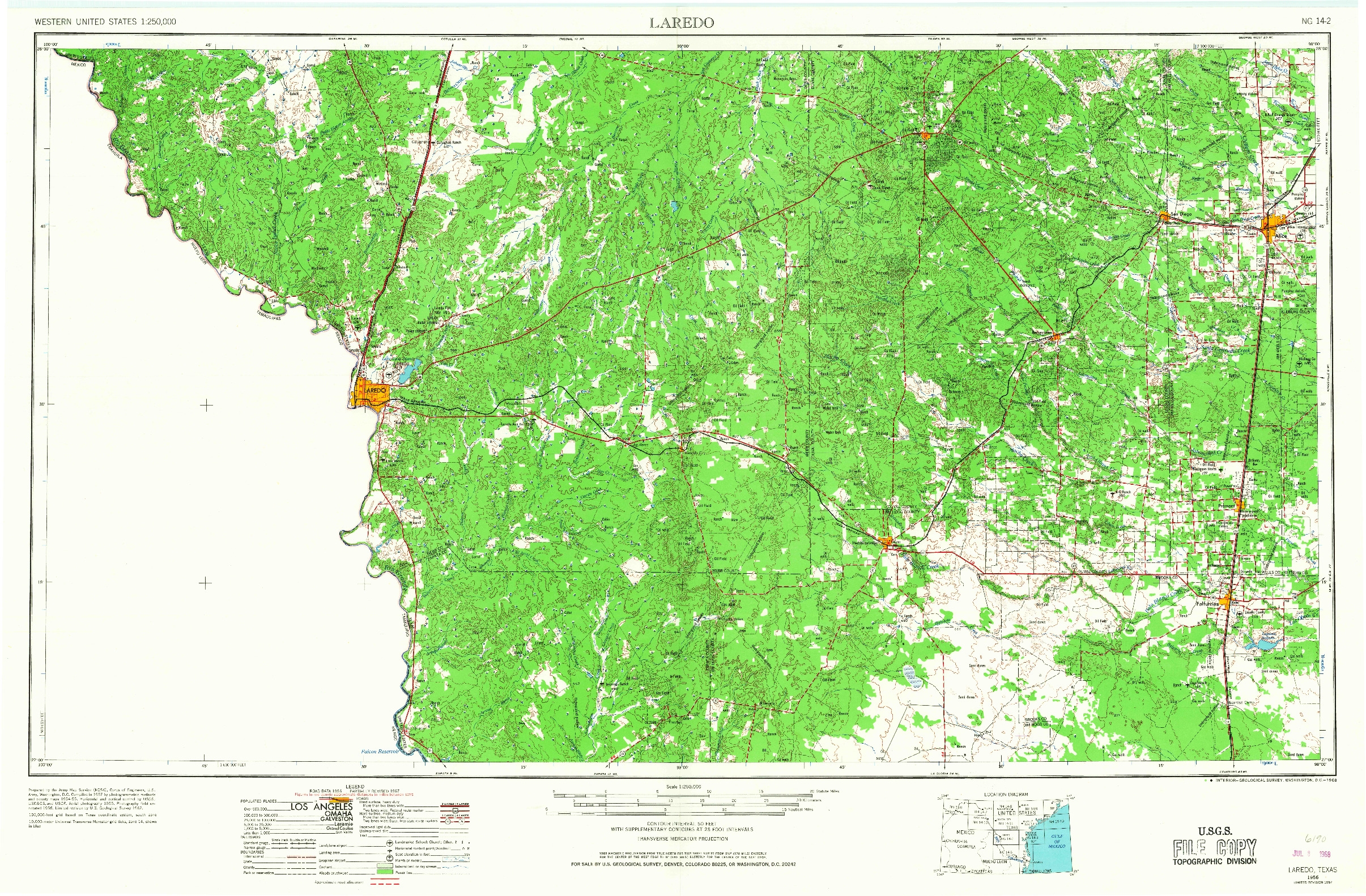 USGS 1:250000-SCALE QUADRANGLE FOR LAREDO, TX 1956