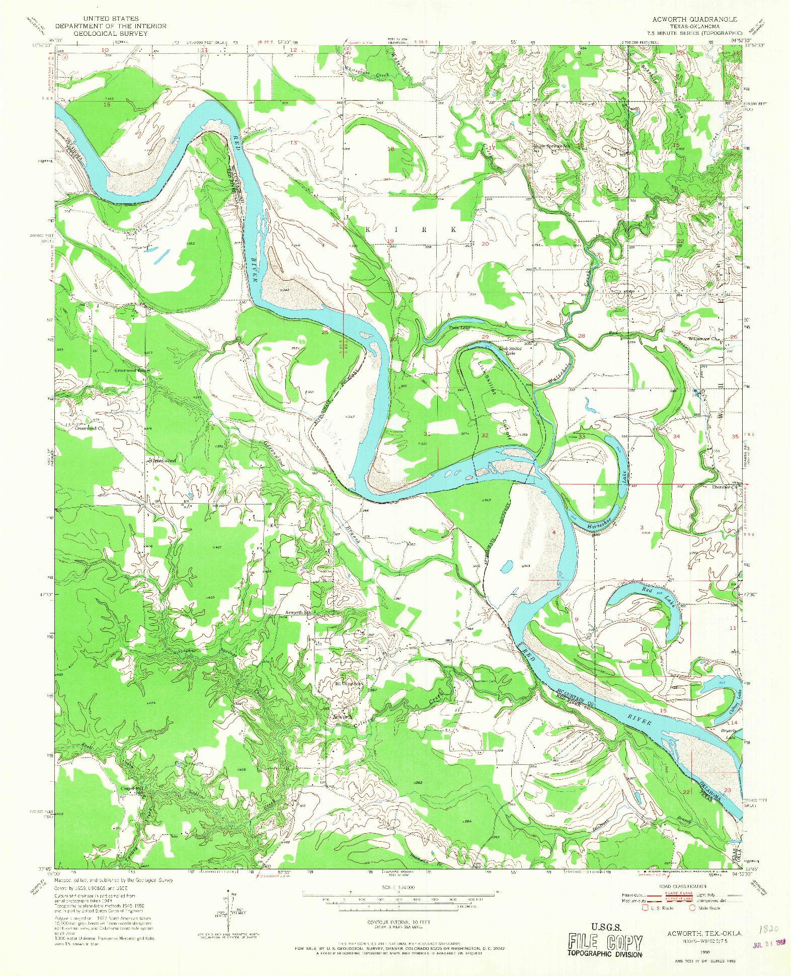 USGS 1:24000-SCALE QUADRANGLE FOR ACWORTH, TX 1950