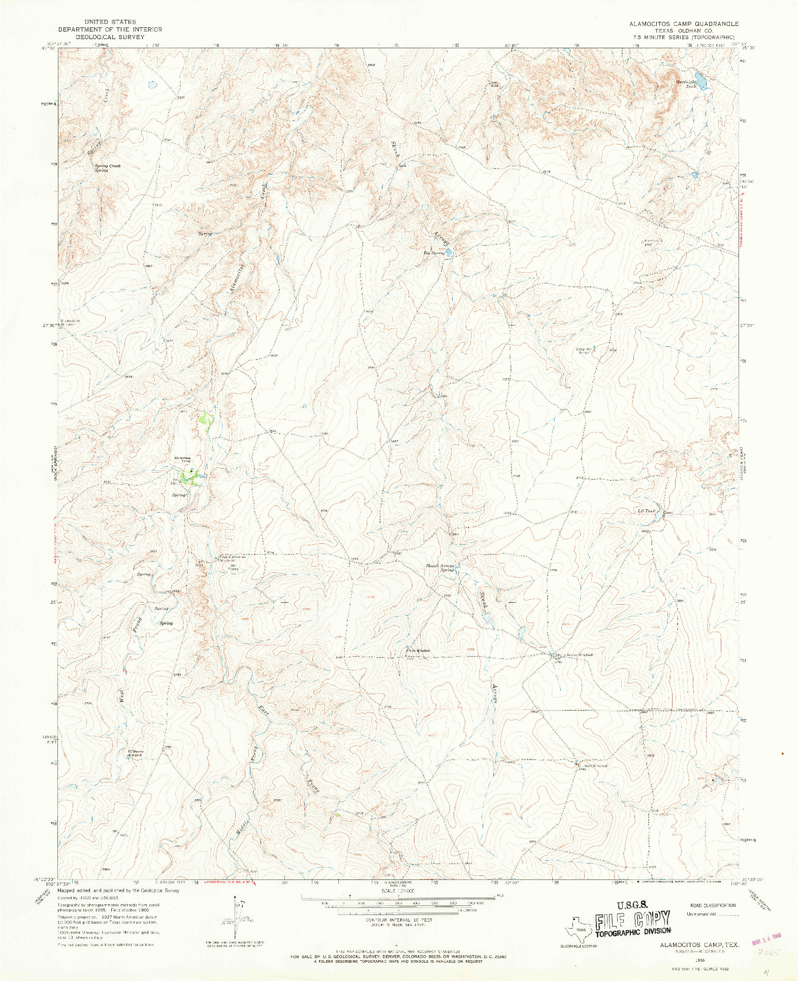 USGS 1:24000-SCALE QUADRANGLE FOR ALAMOCITOS CAMP, TX 1966
