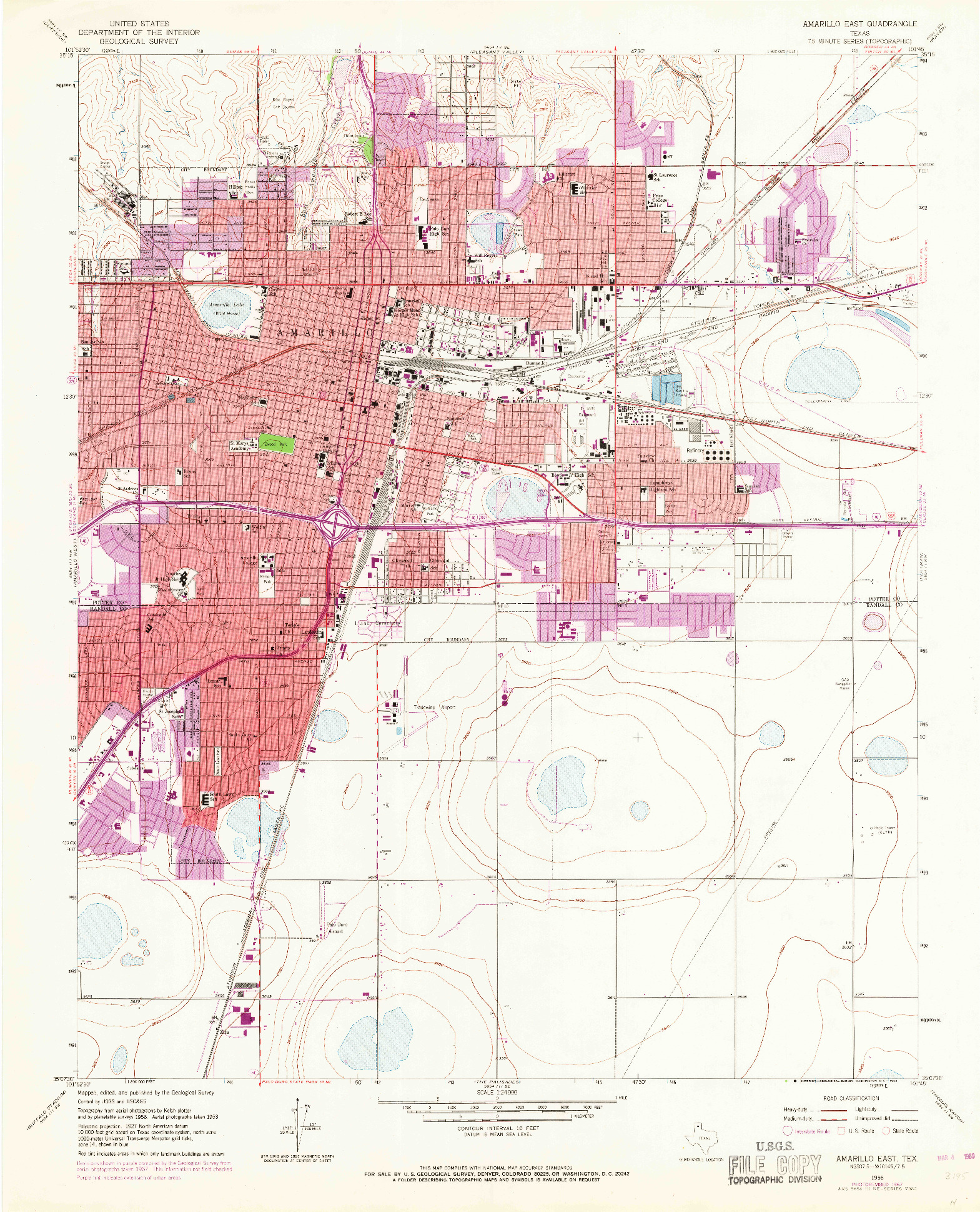 USGS 1:24000-SCALE QUADRANGLE FOR AMARILLO EAST, TX 1956