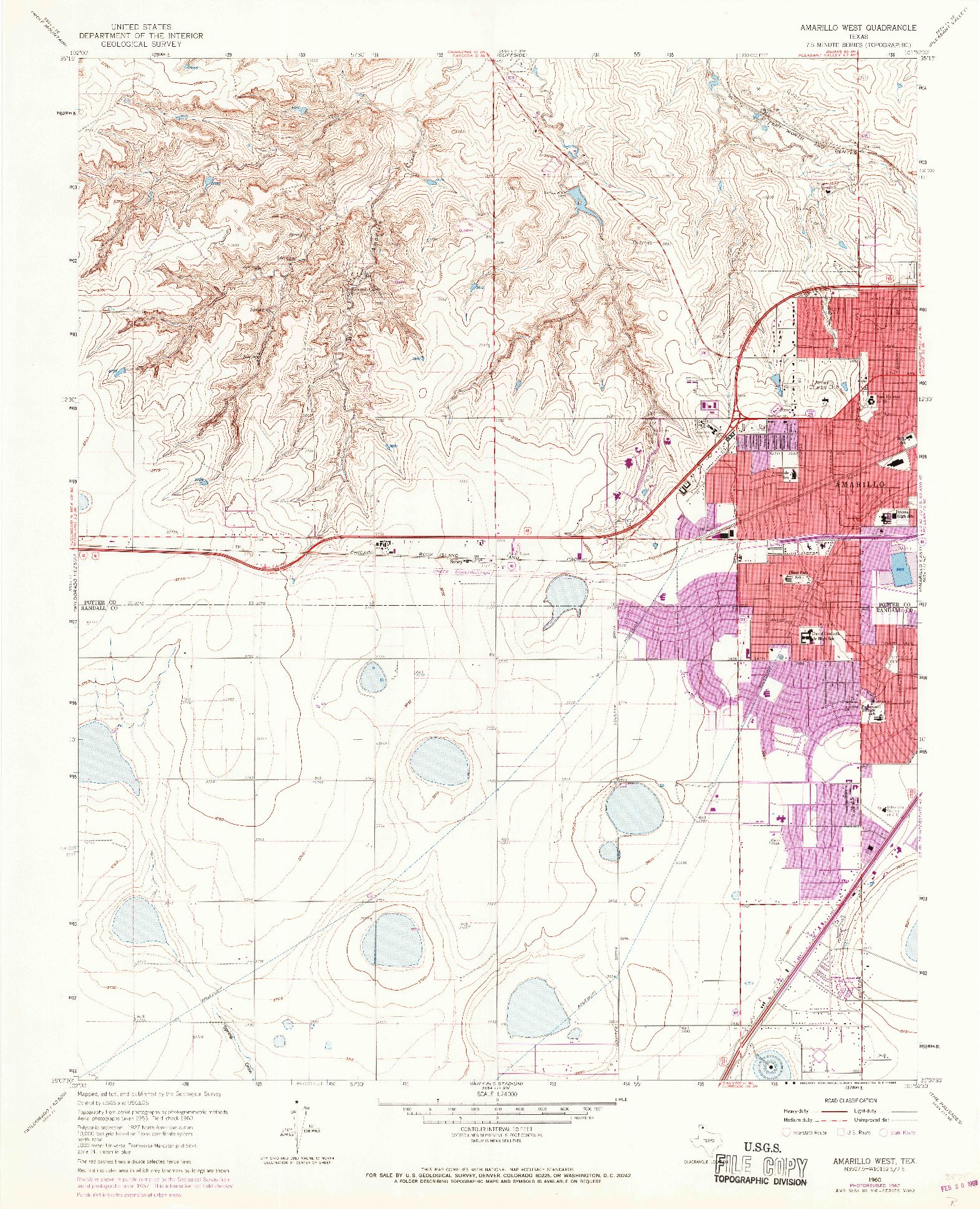 USGS 1:24000-SCALE QUADRANGLE FOR AMARILLO WEST, TX 1960