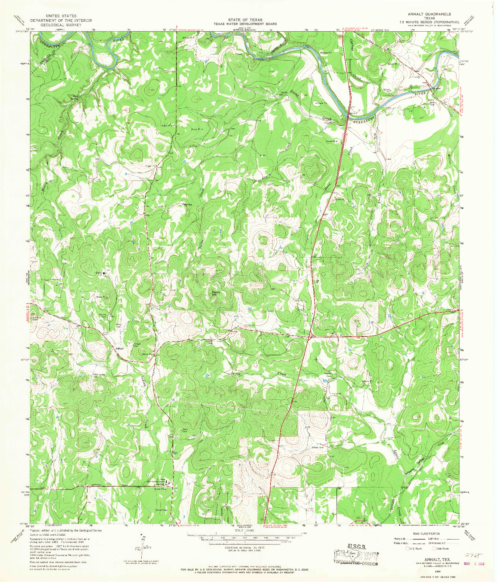 USGS 1:24000-SCALE QUADRANGLE FOR ANHALT, TX 1964