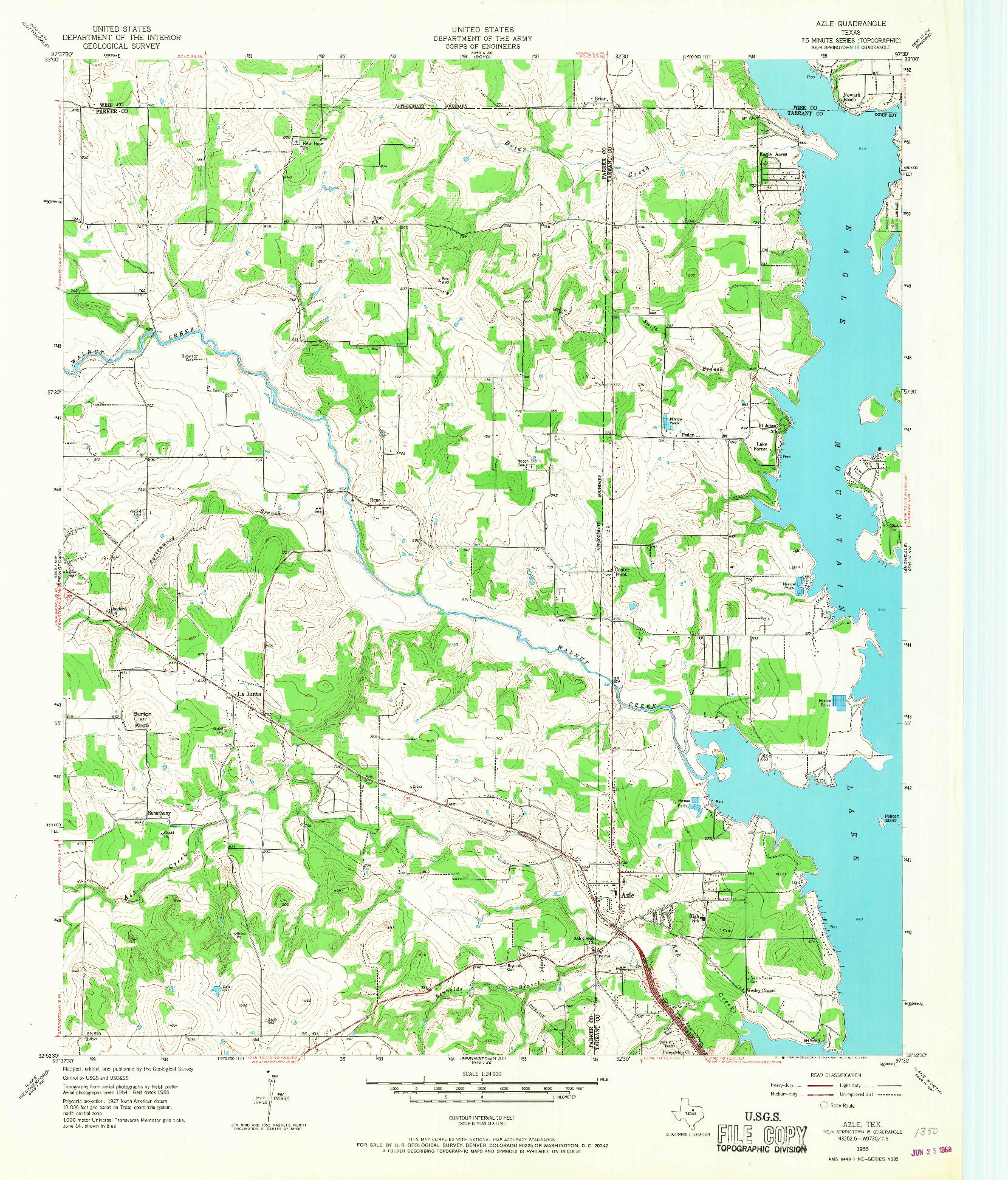 USGS 1:24000-SCALE QUADRANGLE FOR AZLE, TX 1955