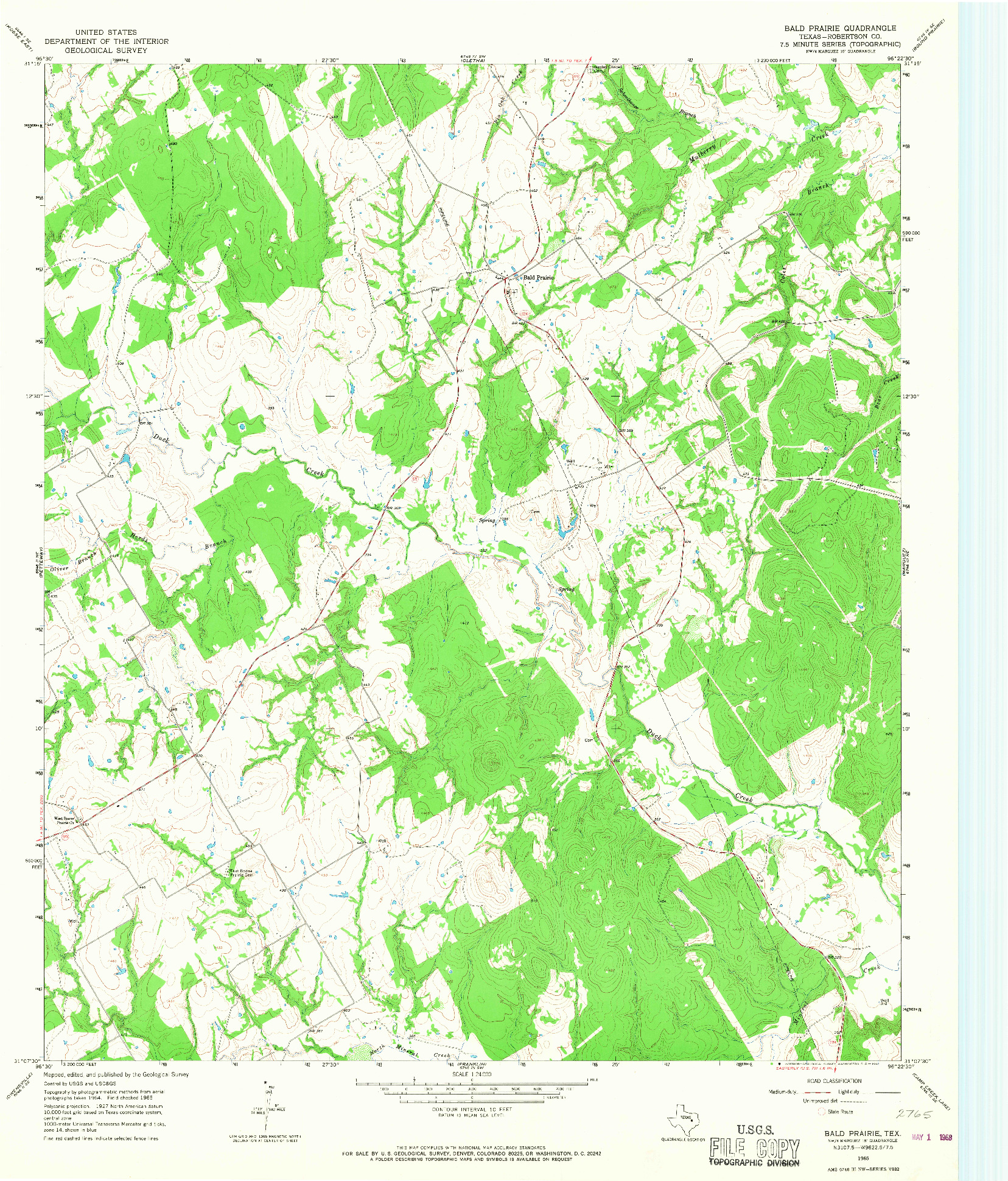 USGS 1:24000-SCALE QUADRANGLE FOR BALD PRAIRIE, TX 1965