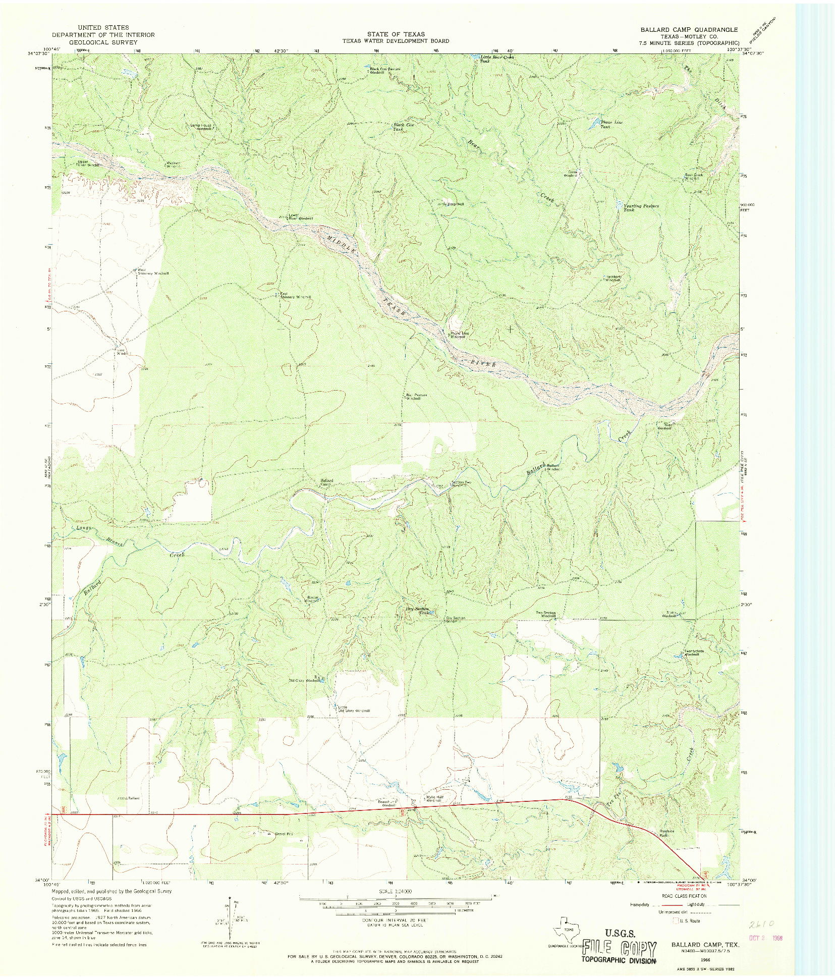 USGS 1:24000-SCALE QUADRANGLE FOR BALLARD CAMP, TX 1966