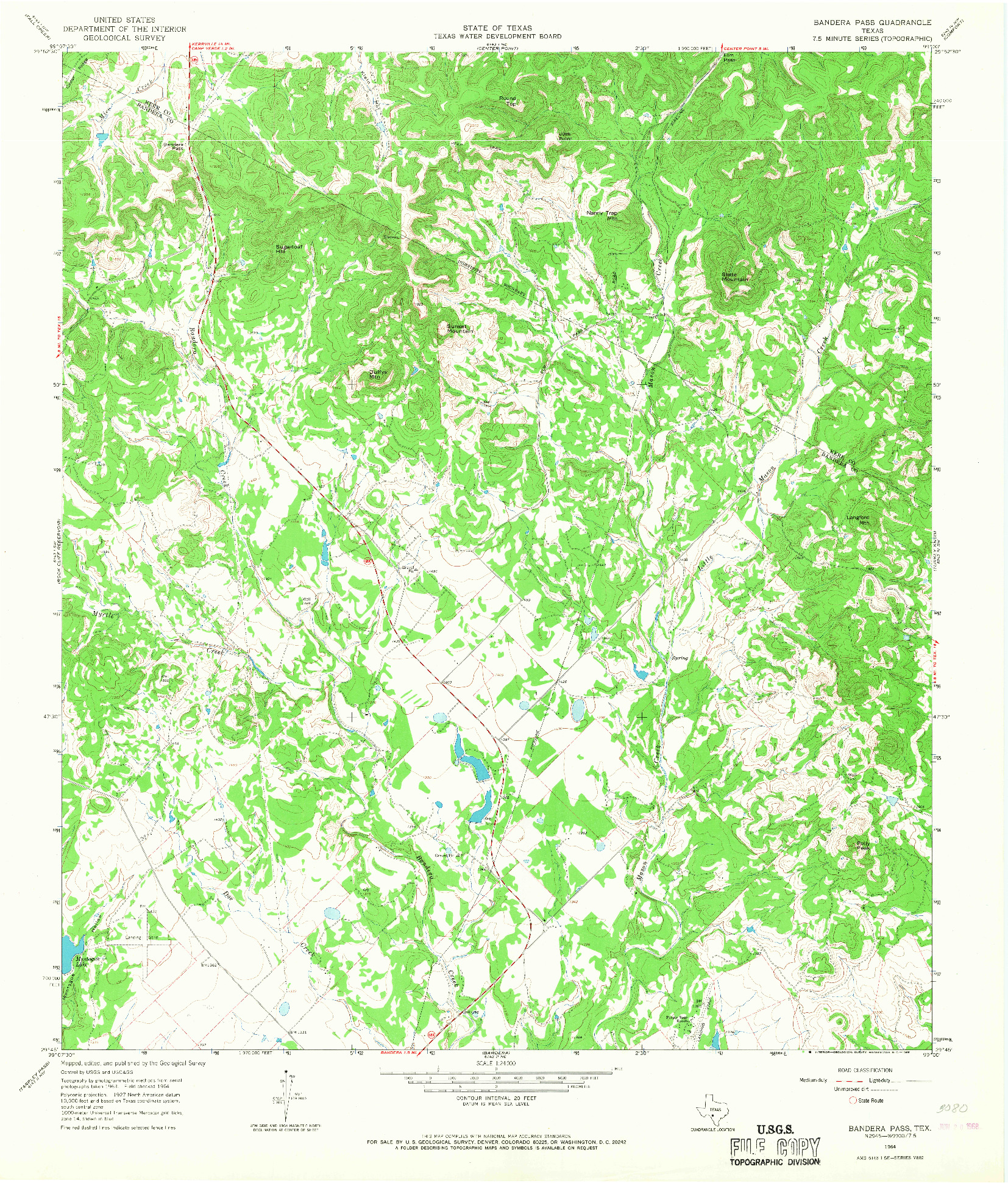 USGS 1:24000-SCALE QUADRANGLE FOR BANDERA PASS, TX 1964