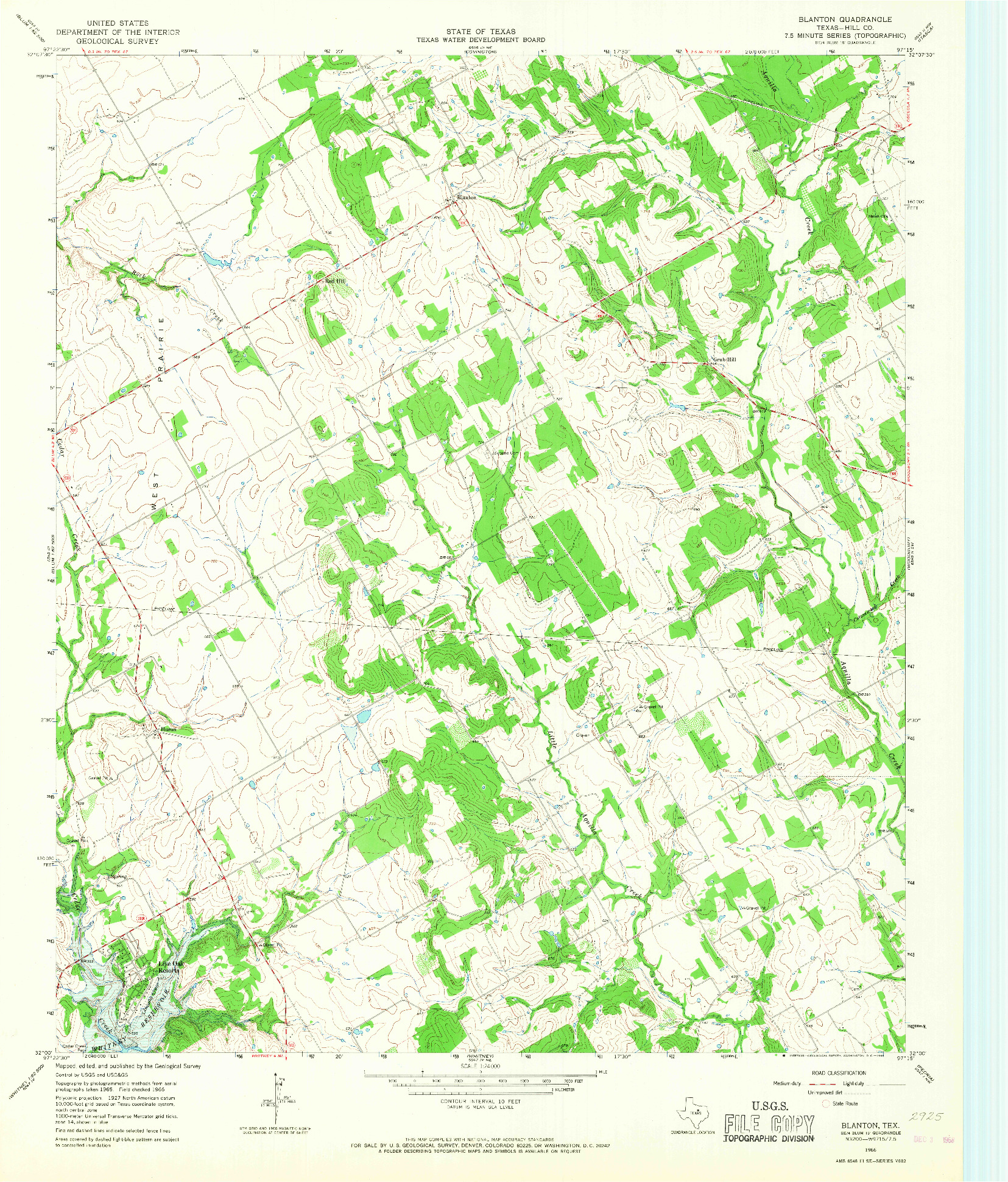 USGS 1:24000-SCALE QUADRANGLE FOR BLANTON, TX 1966