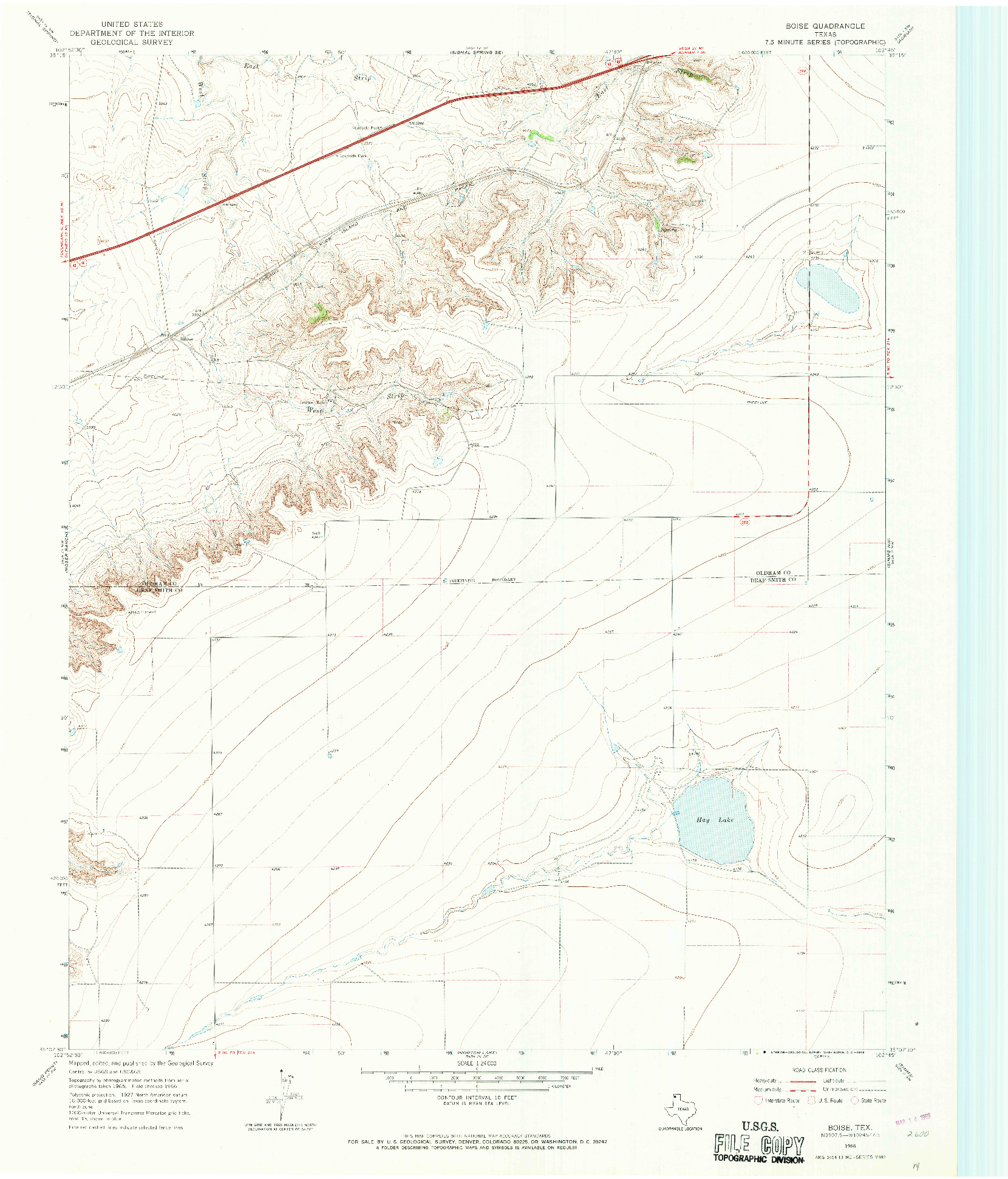 USGS 1:24000-SCALE QUADRANGLE FOR BOISE, TX 1966