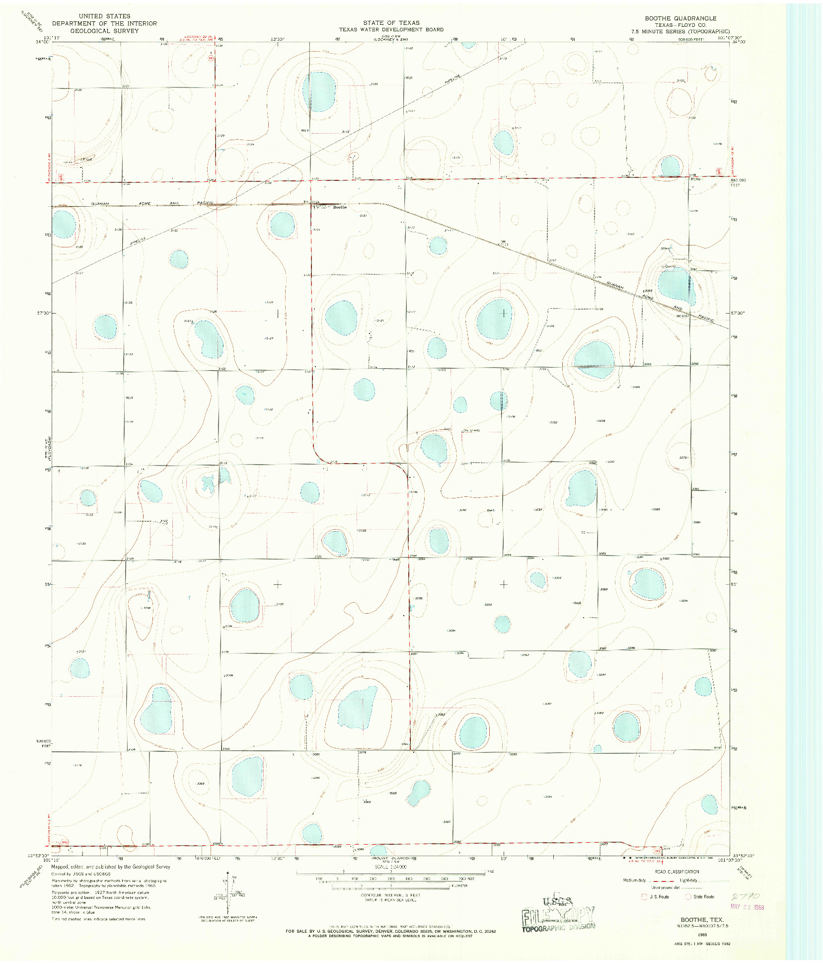 USGS 1:24000-SCALE QUADRANGLE FOR BOOTHE, TX 1965