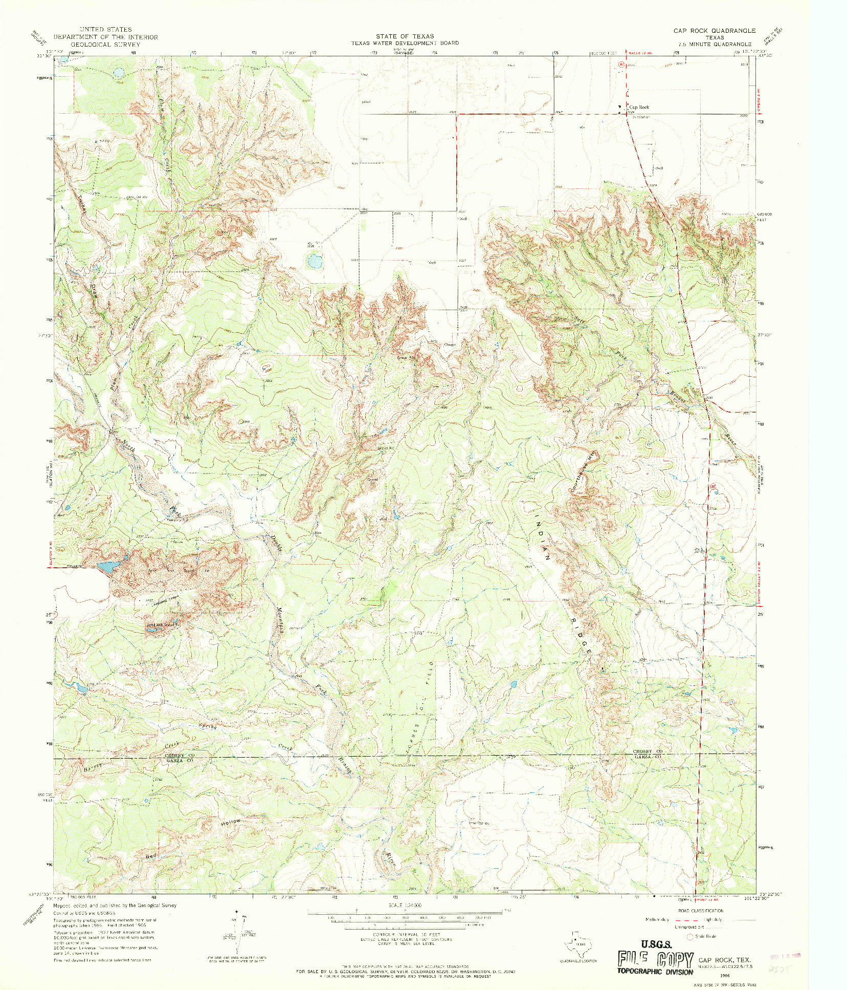 USGS 1:24000-SCALE QUADRANGLE FOR CAP ROCK, TX 1966