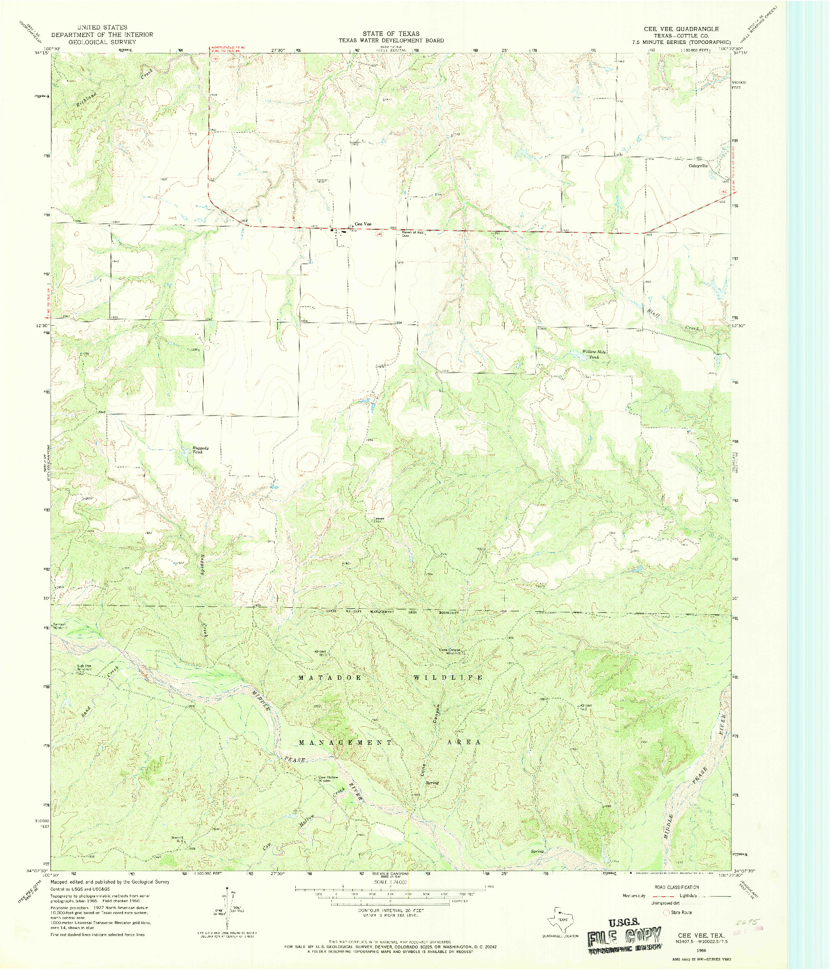 USGS 1:24000-SCALE QUADRANGLE FOR CEE VEE, TX 1966