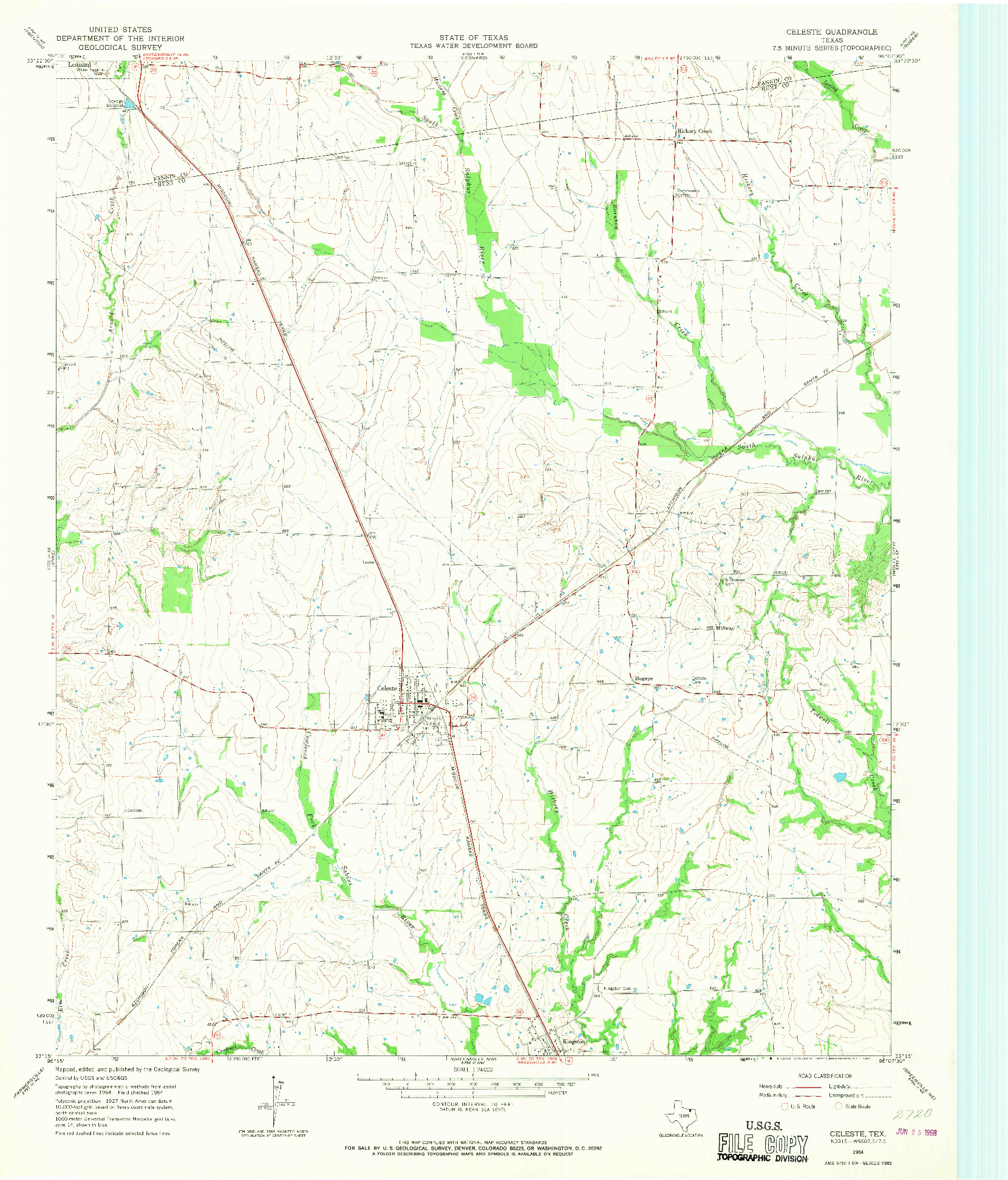 USGS 1:24000-SCALE QUADRANGLE FOR CELESTE, TX 1964