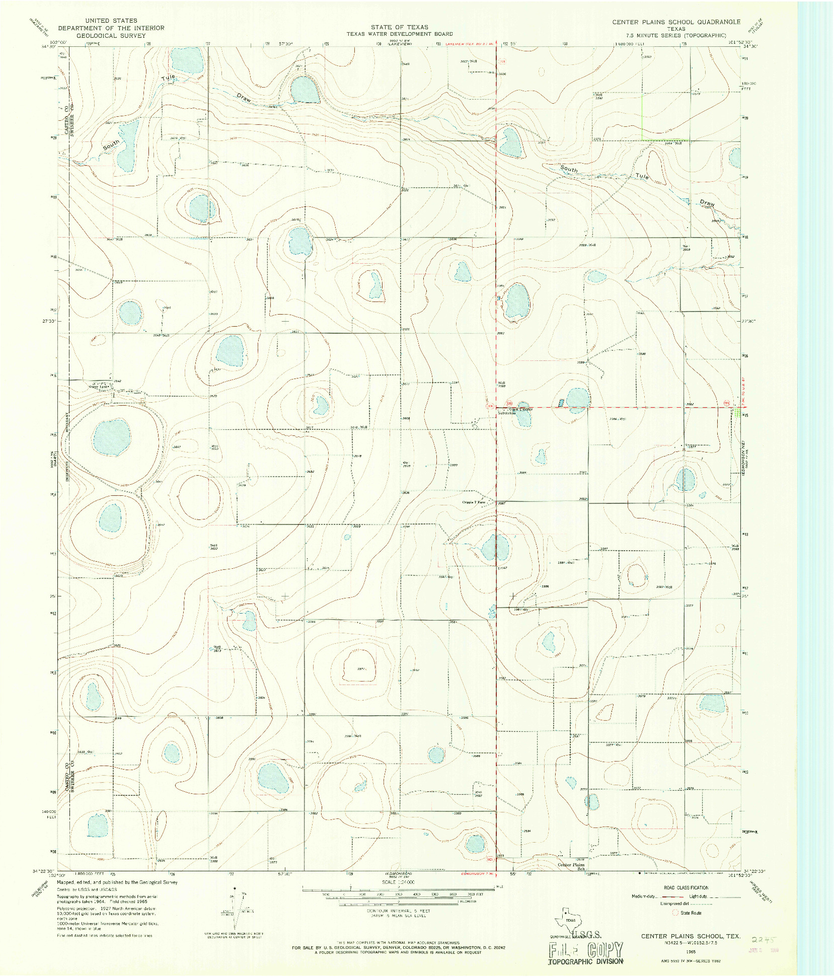 USGS 1:24000-SCALE QUADRANGLE FOR CENTER PLAINS SCHOOL, TX 1965