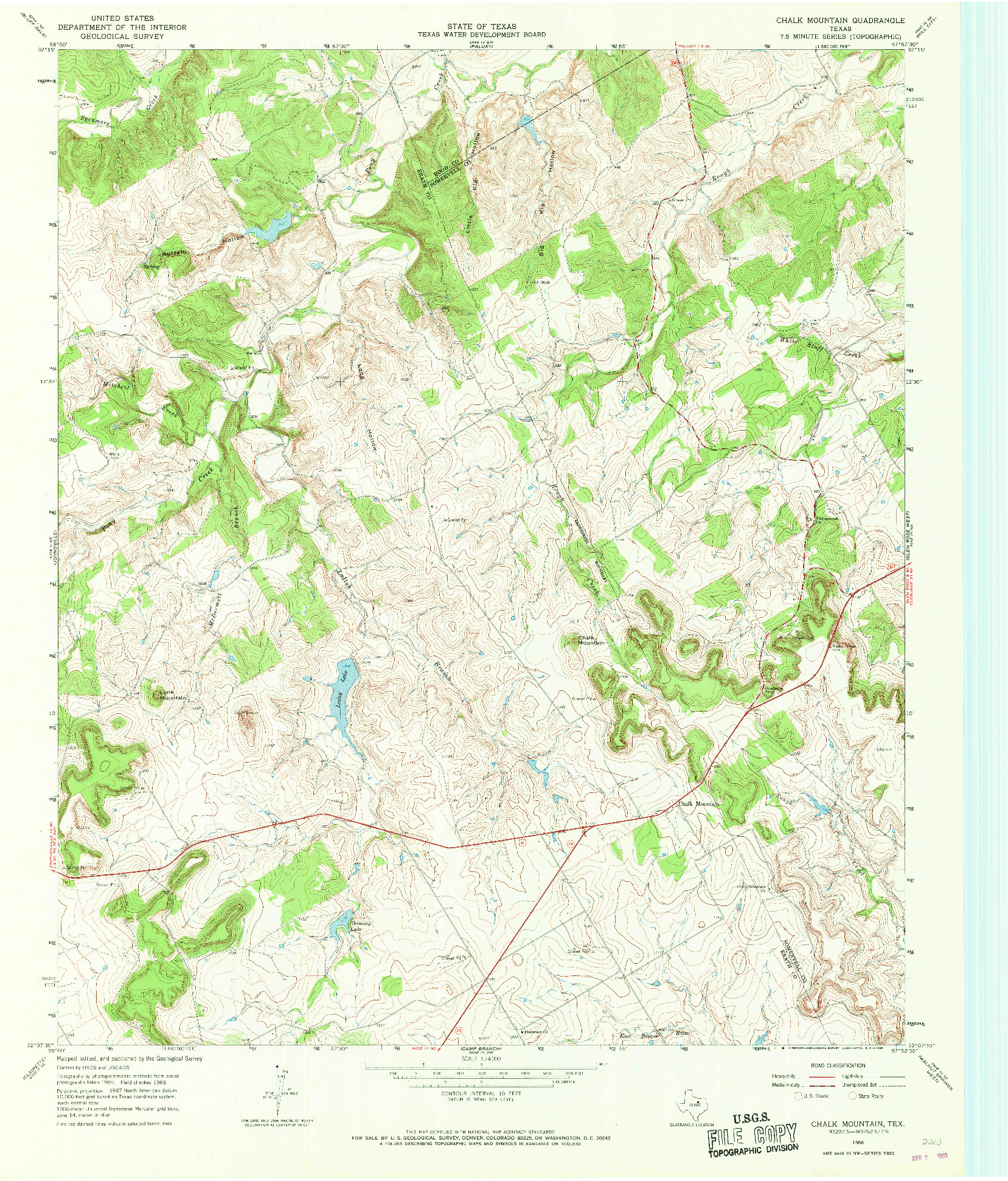 USGS 1:24000-SCALE QUADRANGLE FOR CHALK MOUNTAIN, TX 1966