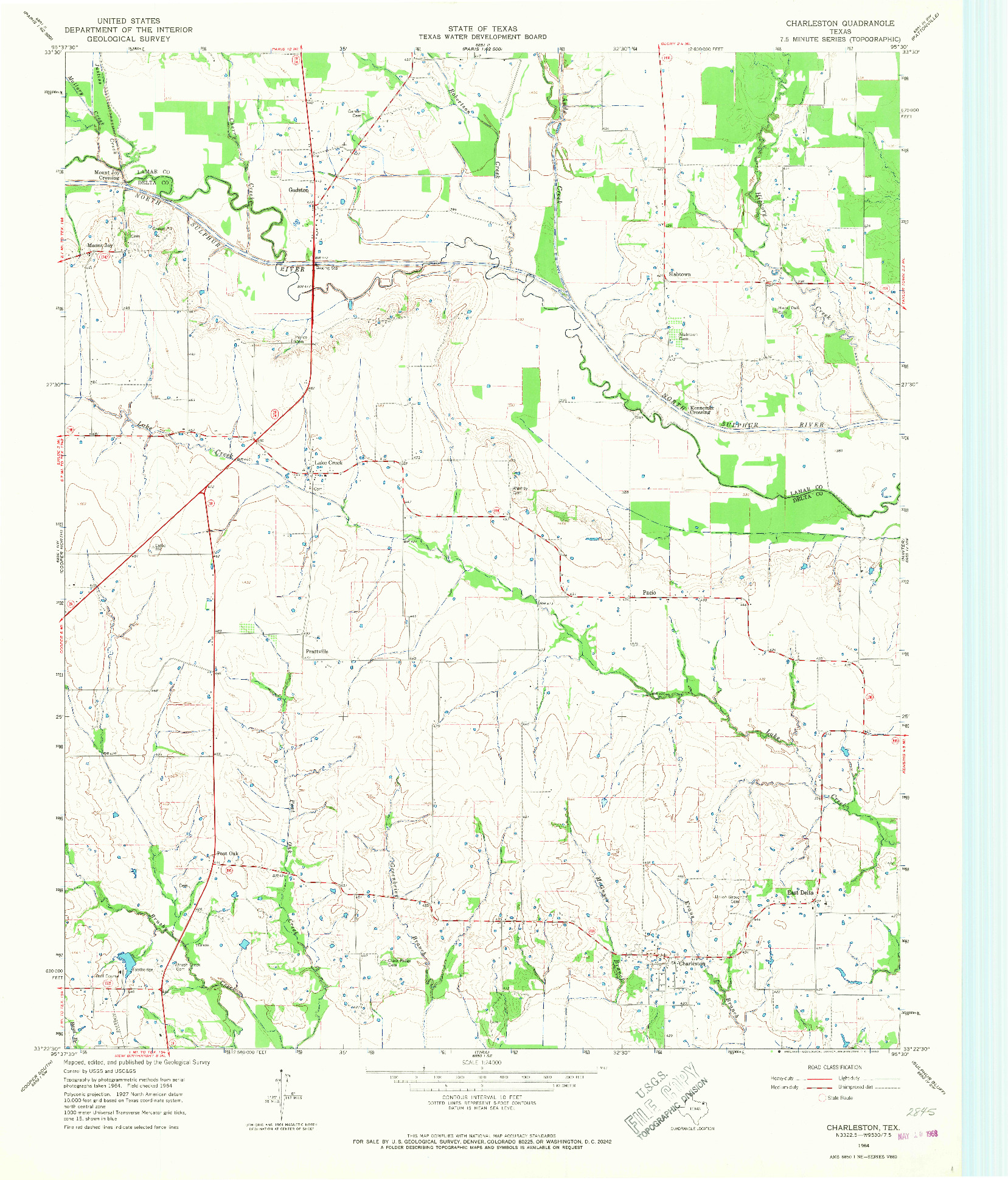 USGS 1:24000-SCALE QUADRANGLE FOR CHARLESTON, TX 1964