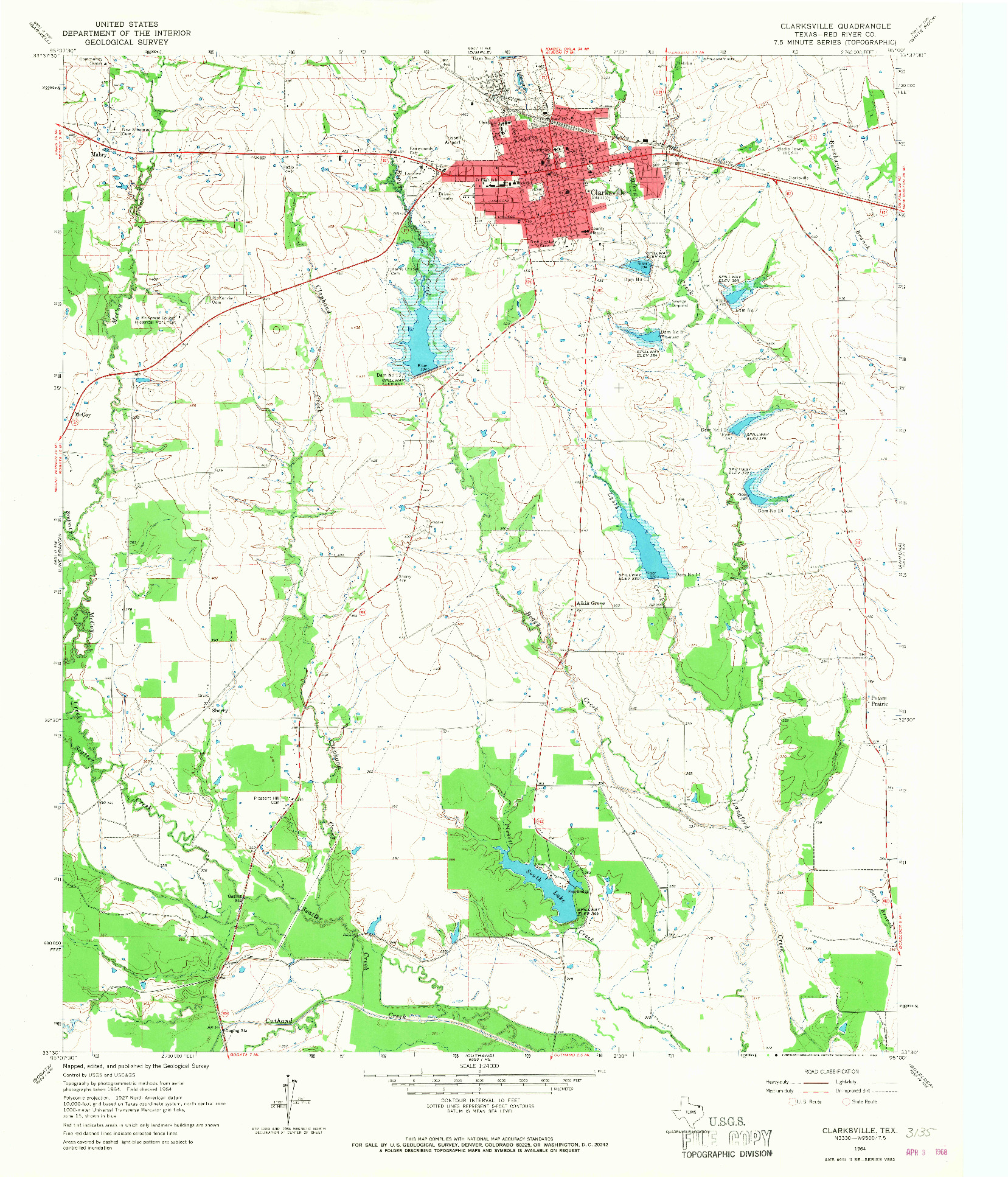 USGS 1:24000-SCALE QUADRANGLE FOR CLARKSVILLE, TX 1964