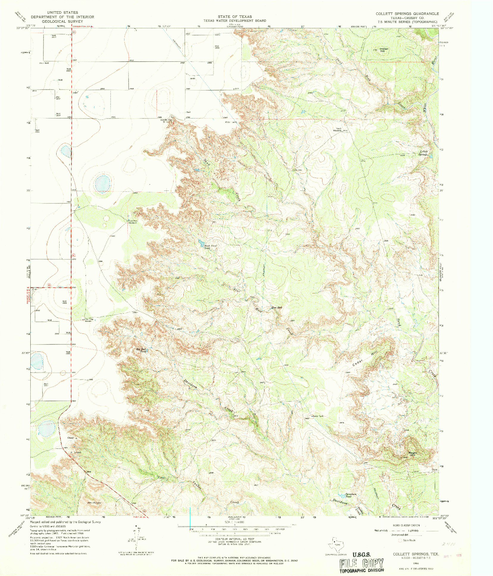 USGS 1:24000-SCALE QUADRANGLE FOR COLLETT SPRINGS, TX 1966